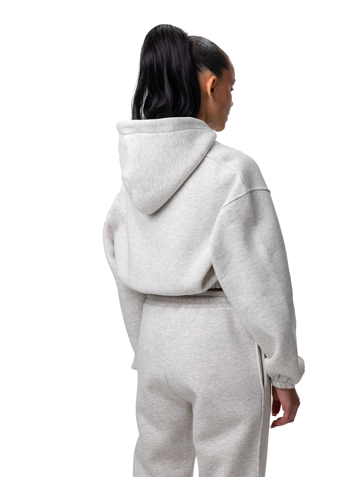 Grau Zipper Kurz Bauchfrei Weißes Logo