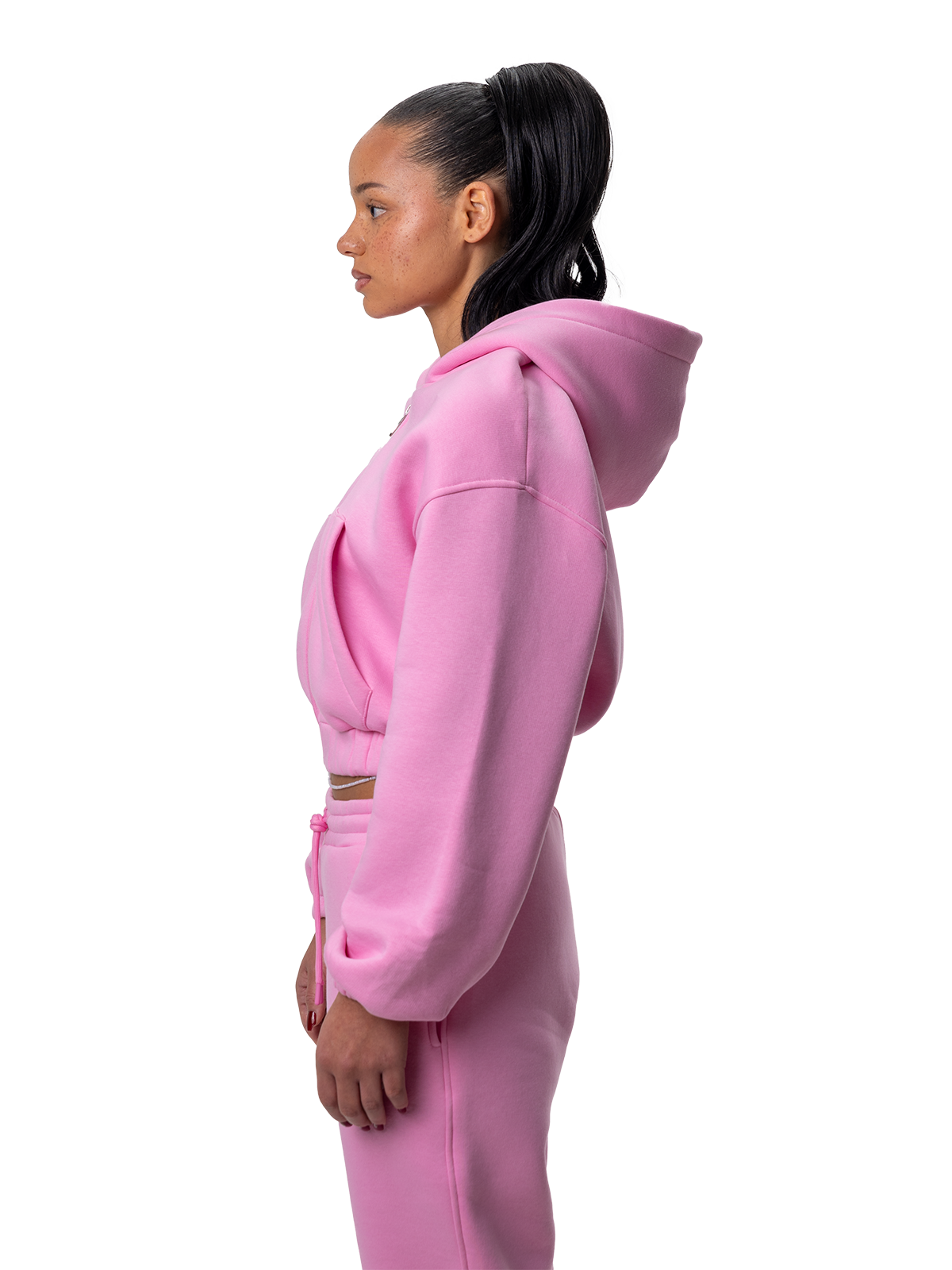 Pink Zipper Kurz Bauchfrei Weißes Logo