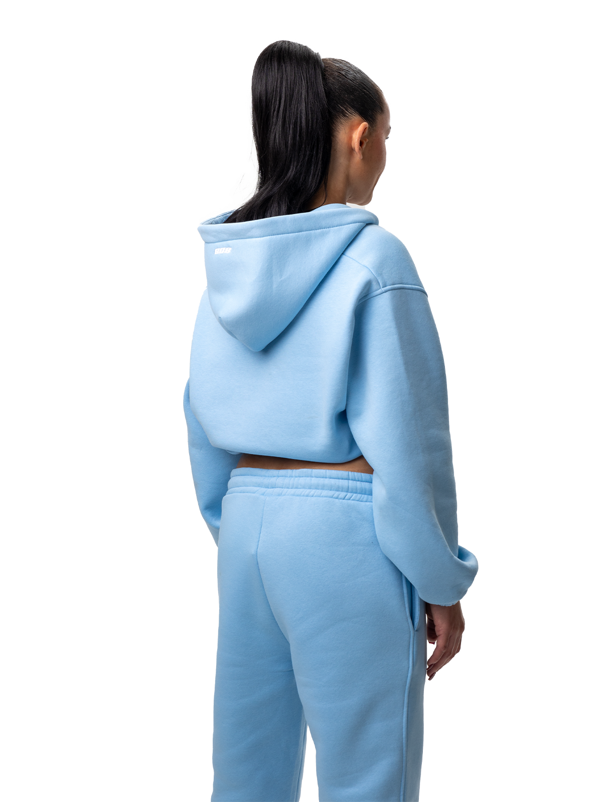 Babyblau Zipper Kurz Bauchfrei Weißes Logo