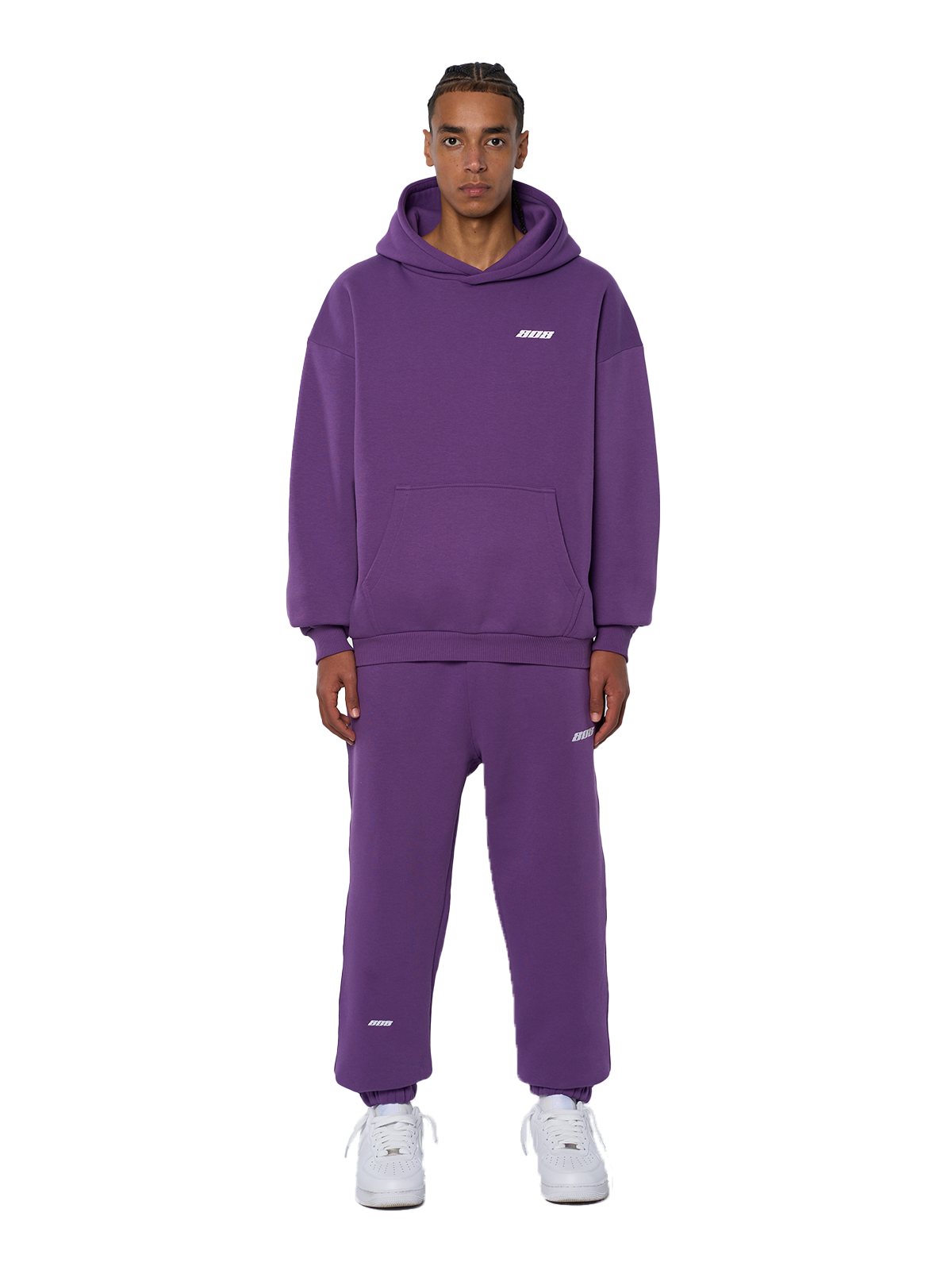Lila Hoodie Pullover Weißes Logo