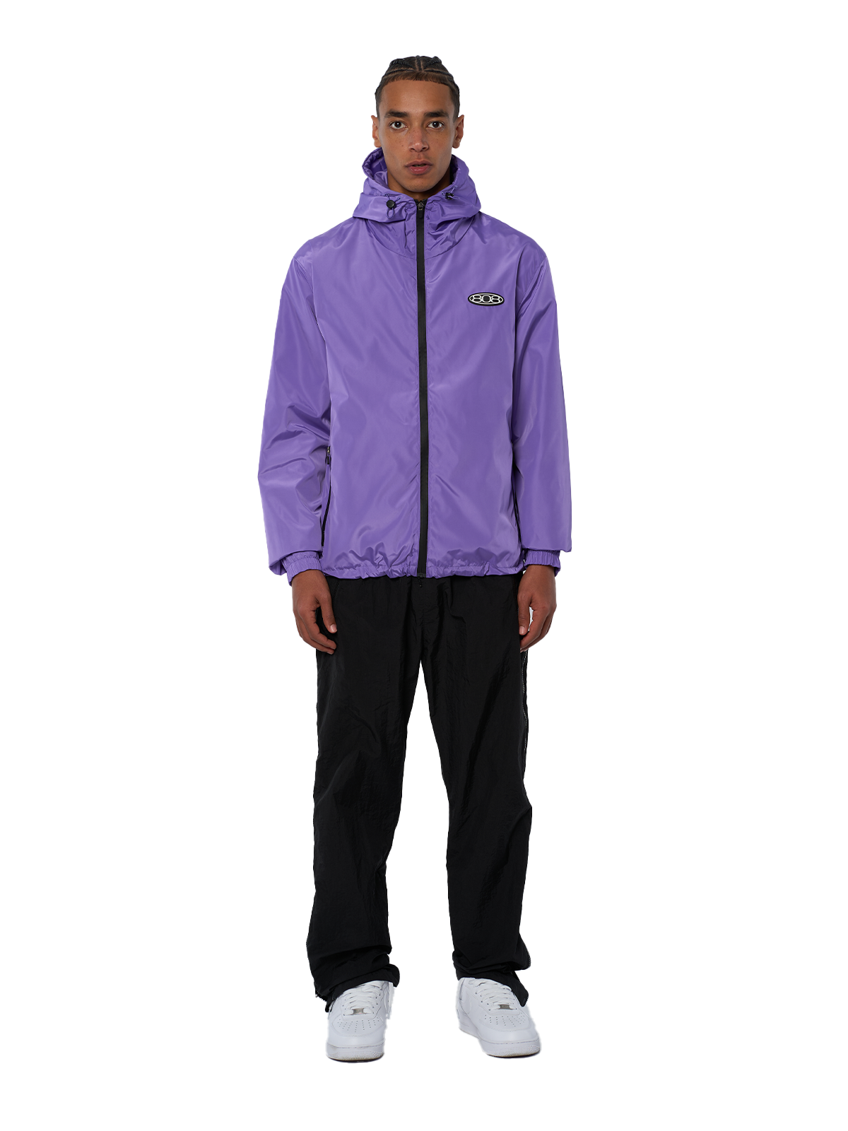 Lila Windbreaker Regenjacke Wasserfest Weißes Logo