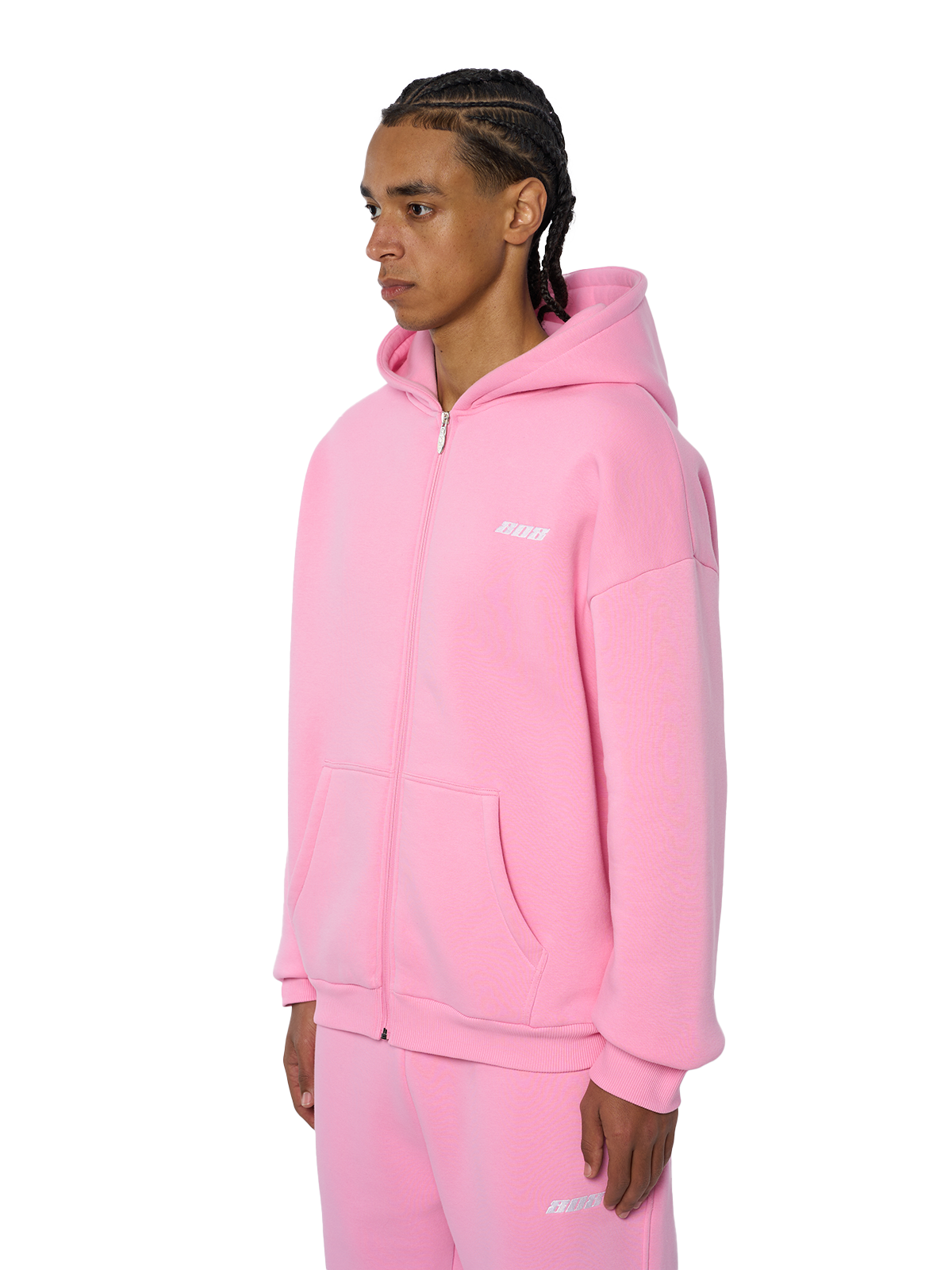 Pink Zipper Jacke Reißverschluss Weißes Logo