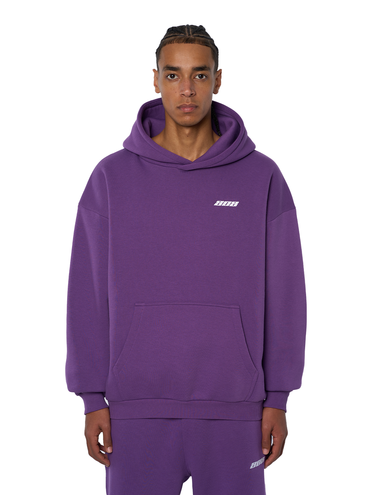 Lila Hoodie Pullover Weißes Logo