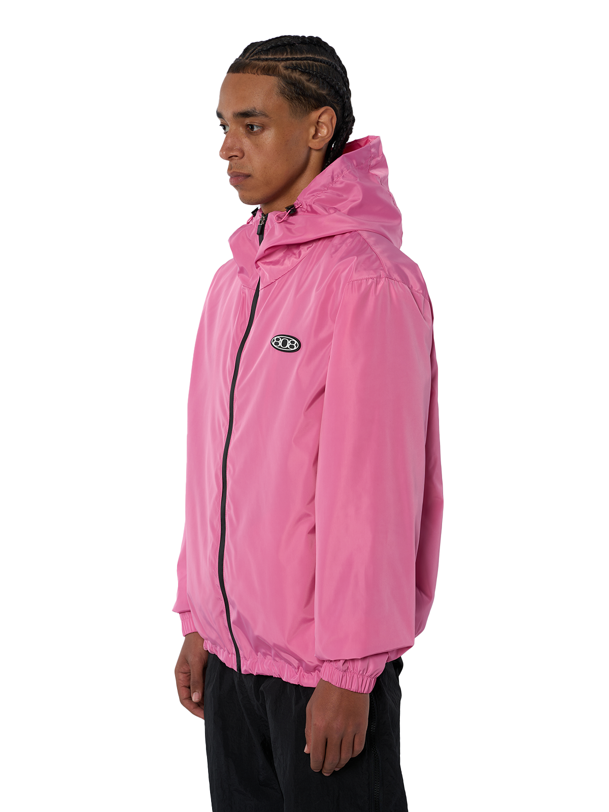 Pinker Windbreaker Regenjacke Wasserfest Weißes Logo