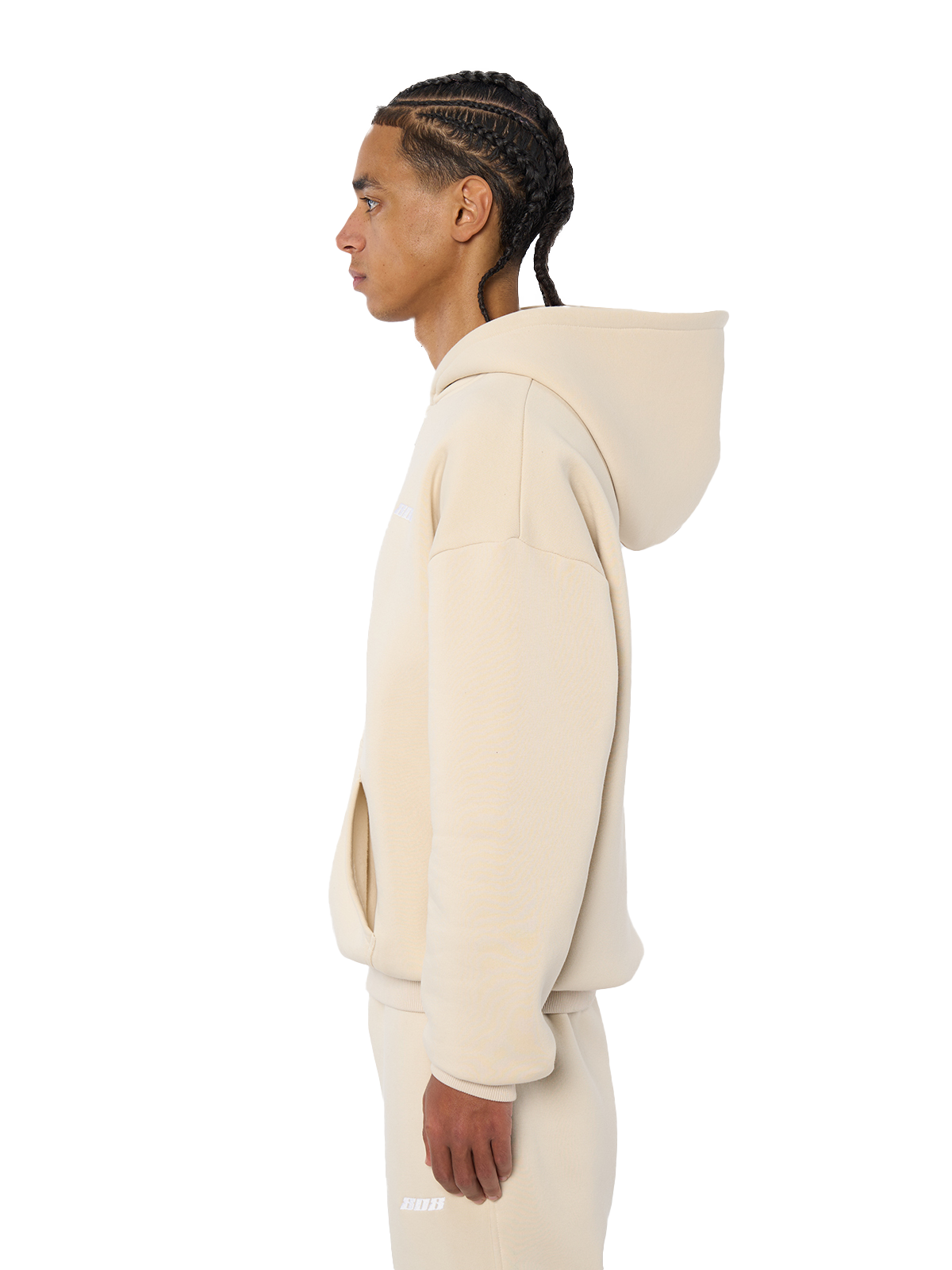 Beige Zipper Reißverschluss Jacke Weißes Logo