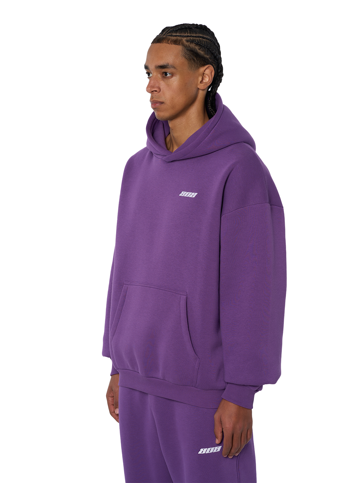 Lila Hoodie Pullover Weißes Logo