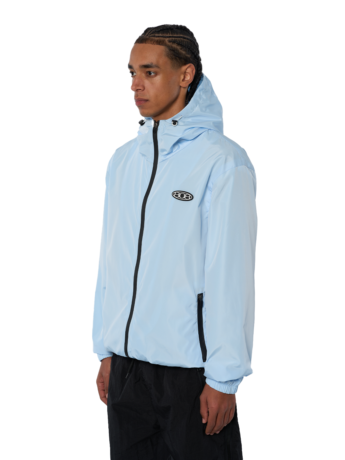 Babyblauer Windbreaker Regen Jacke Weißes Logo