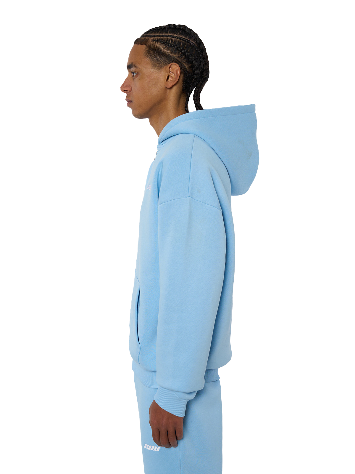 Babyblauer Zipper Reißverschluss Jacke Weißes Logo