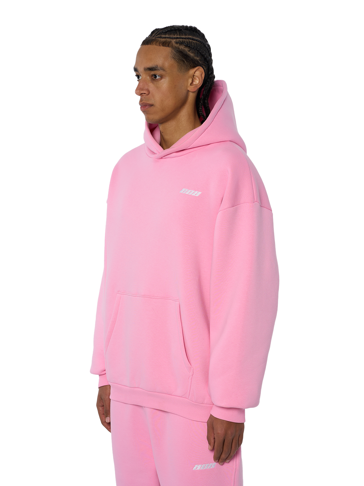 Pinker Hoodie Pullover Weißes Logo