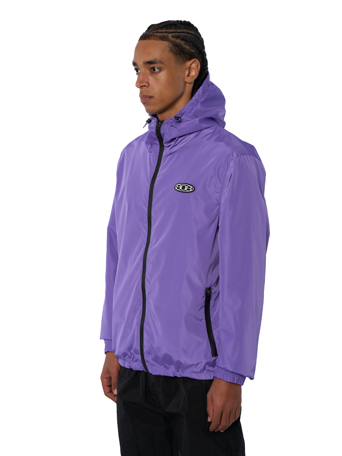 Lila Windbreaker Regenjacke Wasserfest Weißes Logo