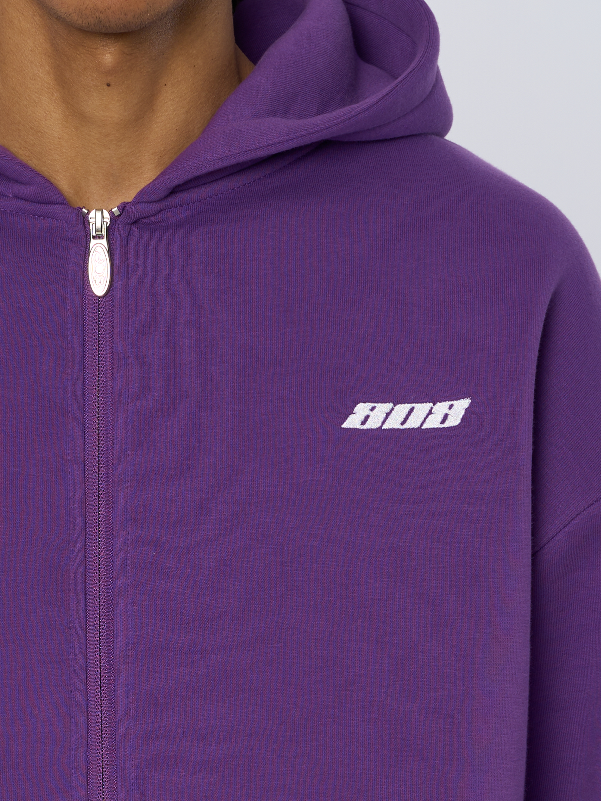 Lila Zipper Jacke Reißverschluss Weißes Logo