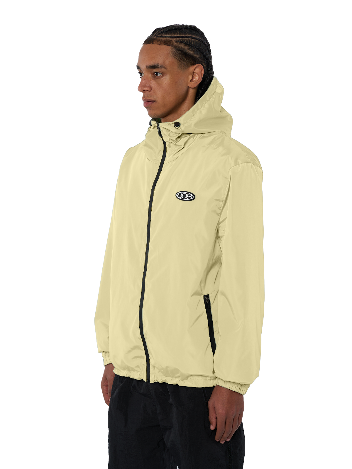 Beige Windbreaker Regenjacke Wasserfest Weißes Logo