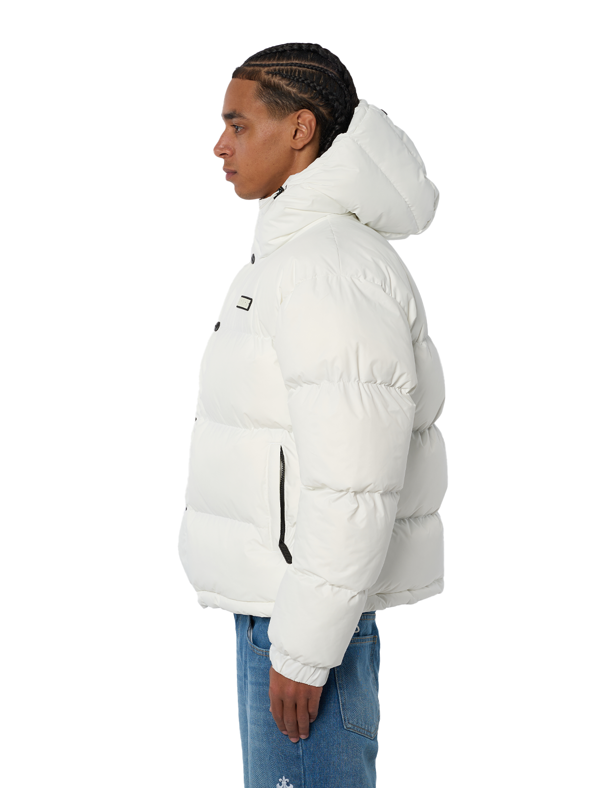 Weiße Winterjacke Puffer Jacket Weißes Logo