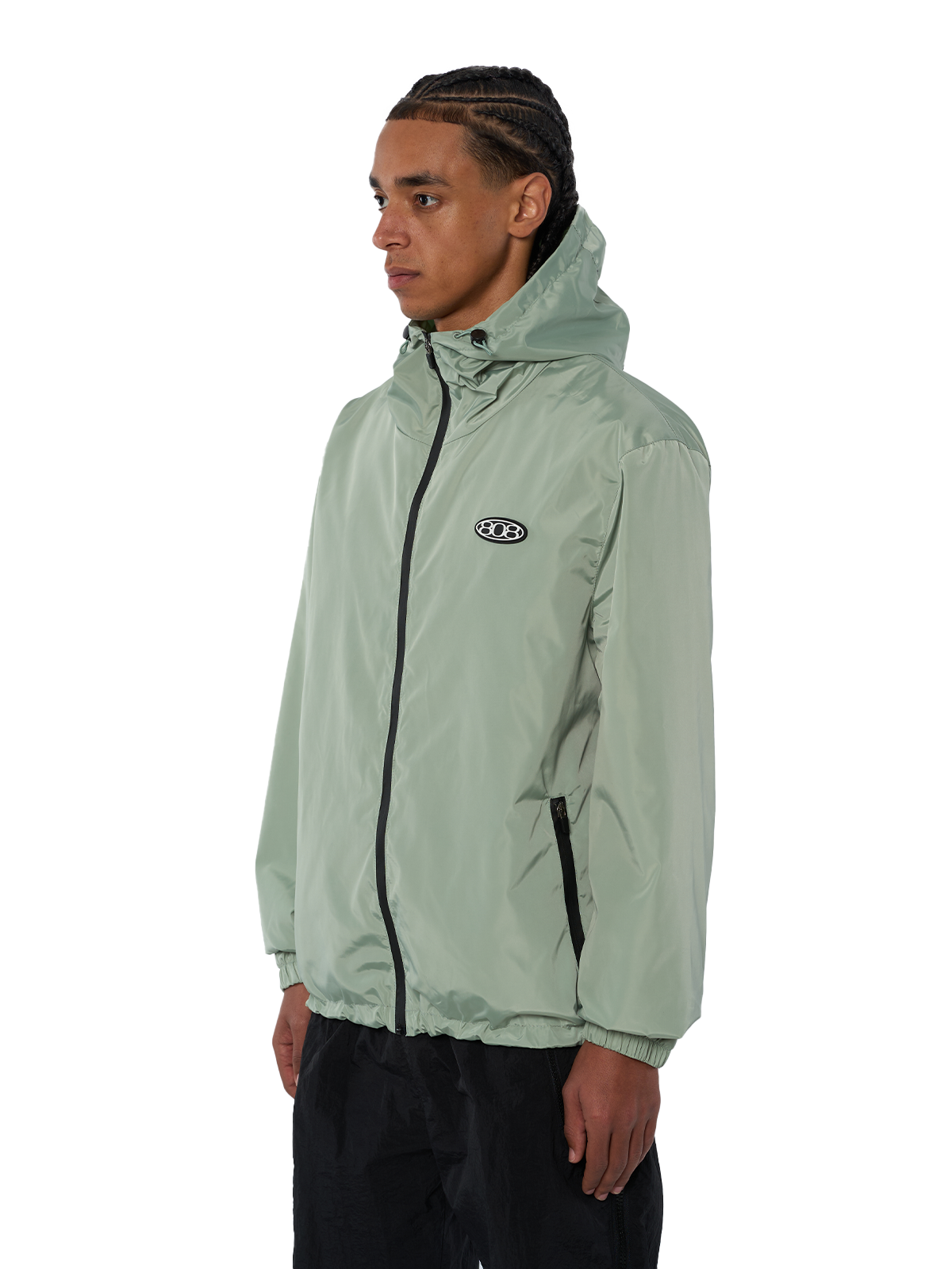 Khaki Windbreaker Regenjacke Wasserfest Weißes Logo