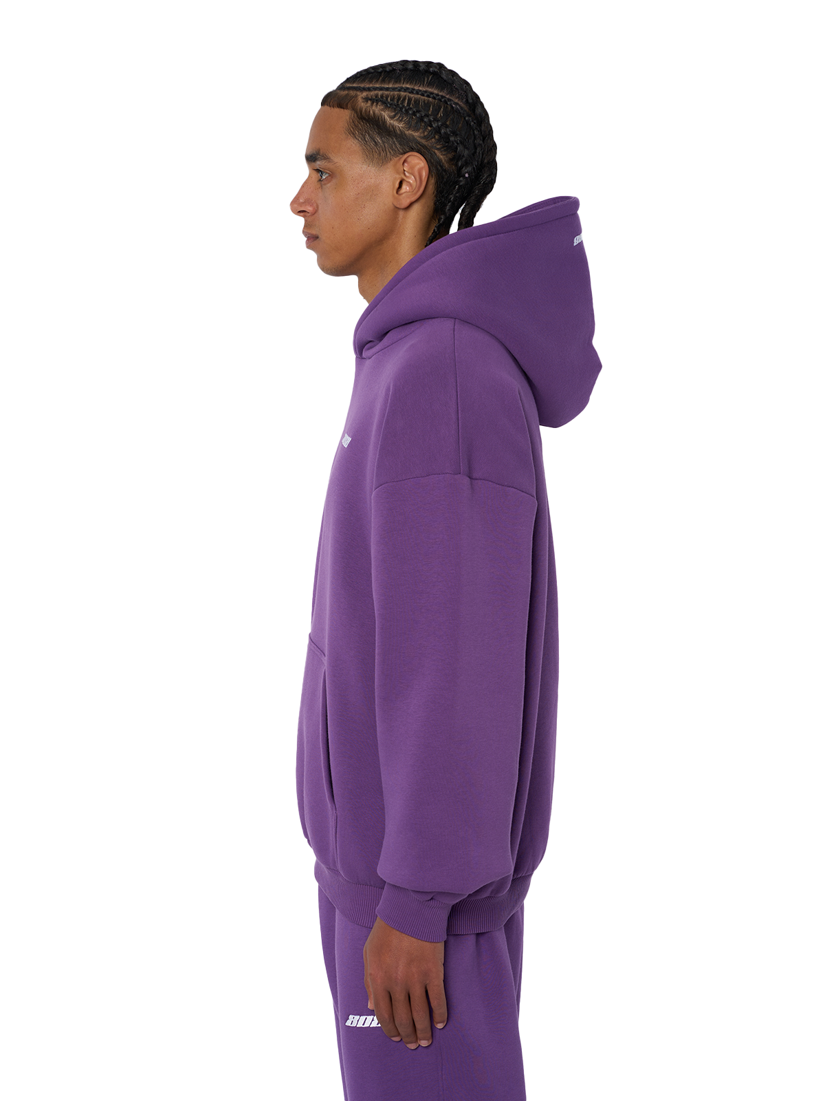 Lila Hoodie Pullover Weißes Logo