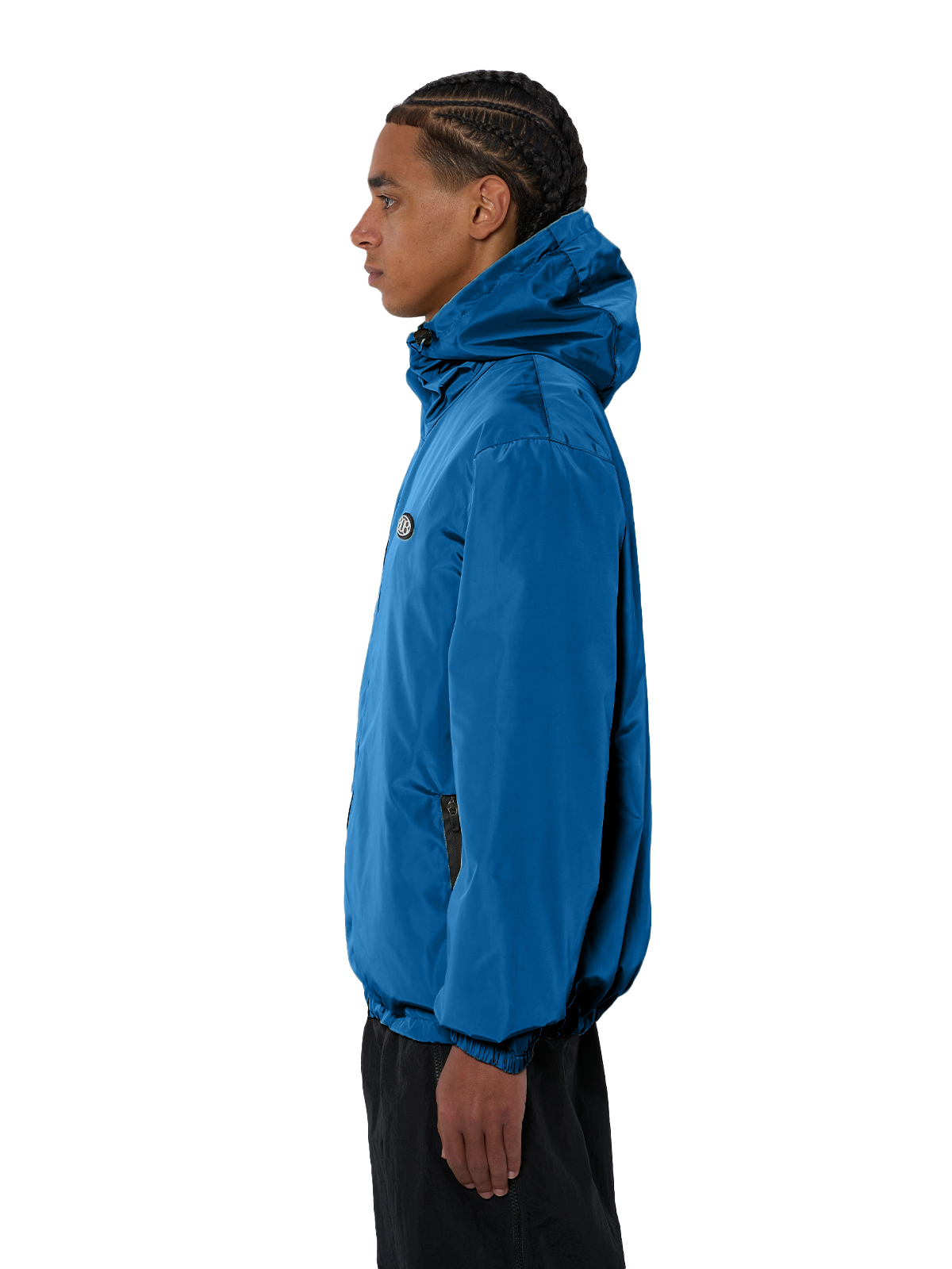 Marineblauer Windbreaker Regenjacke Wasserfest Weißes Logo