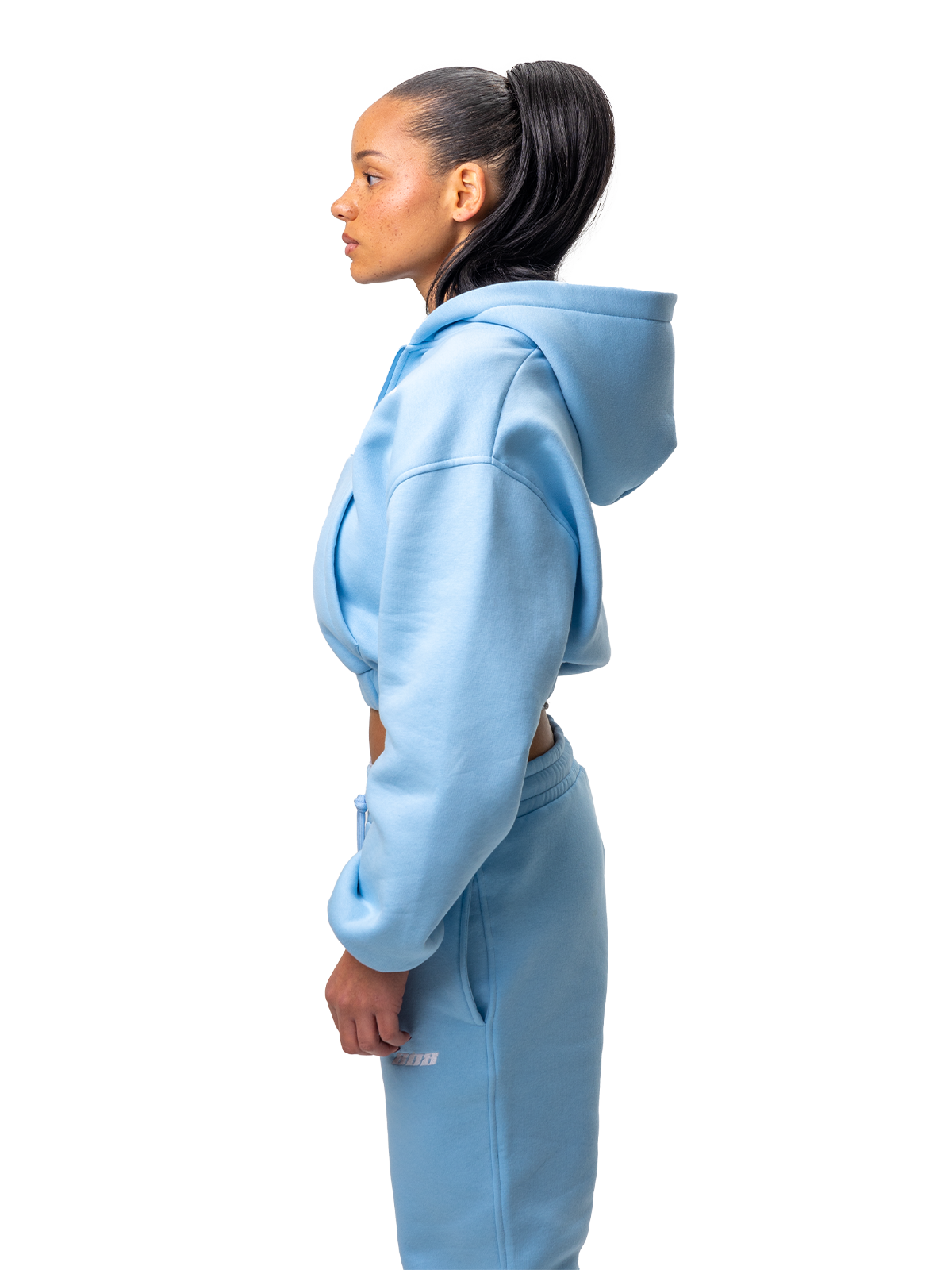 Babyblau Zipper Kurz Bauchfrei Weißes Logo