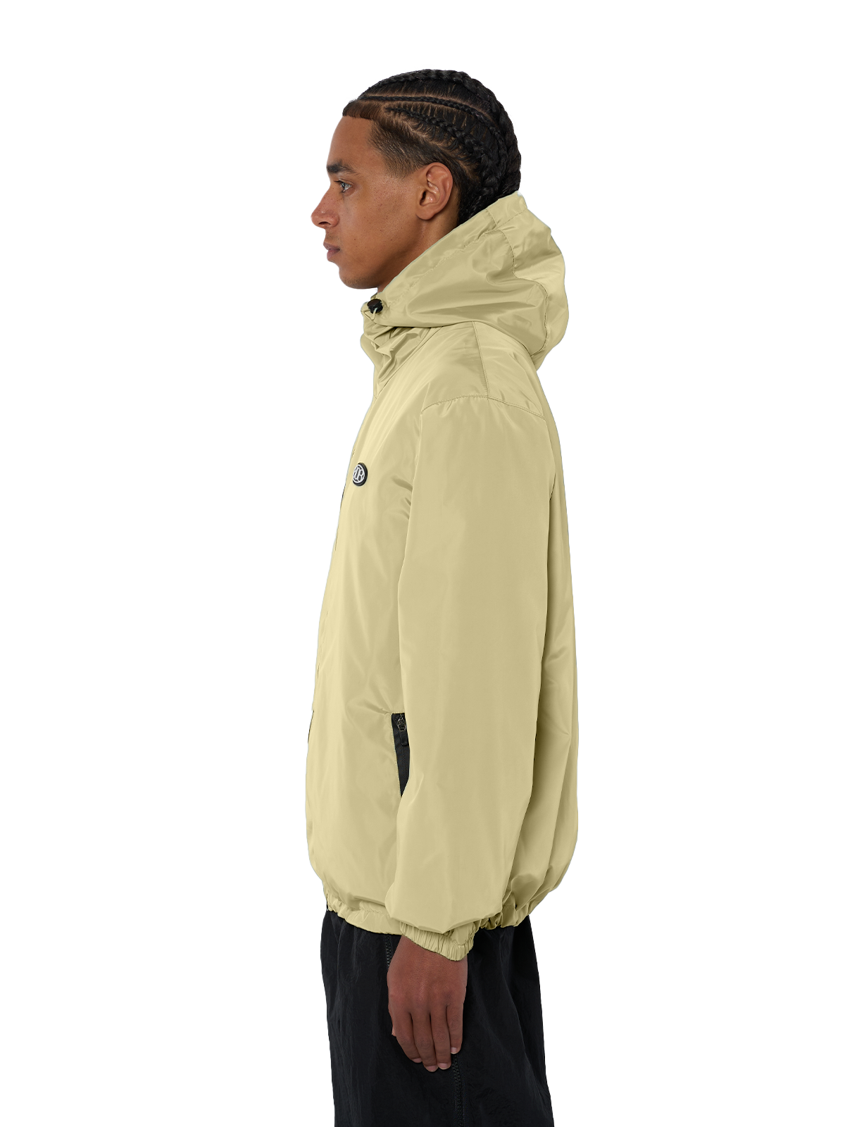 Beige Windbreaker Regenjacke Wasserfest Weißes Logo