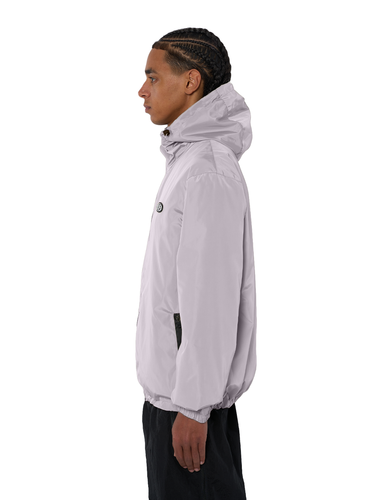Grauer Windbreaker Regenjacke Wasserfest Weißes Logo