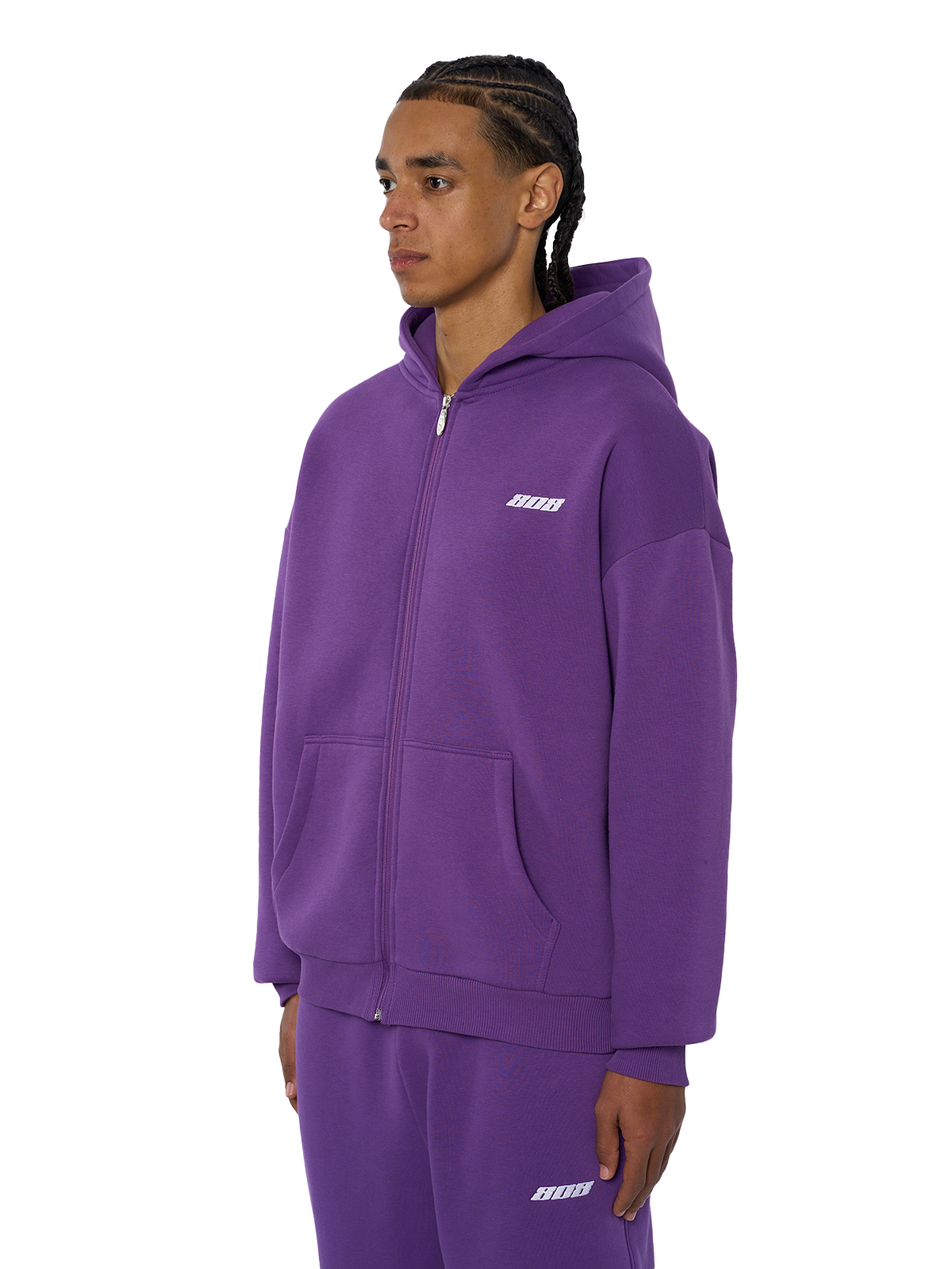 Lila Zipper Jacke Reißverschluss Weißes Logo