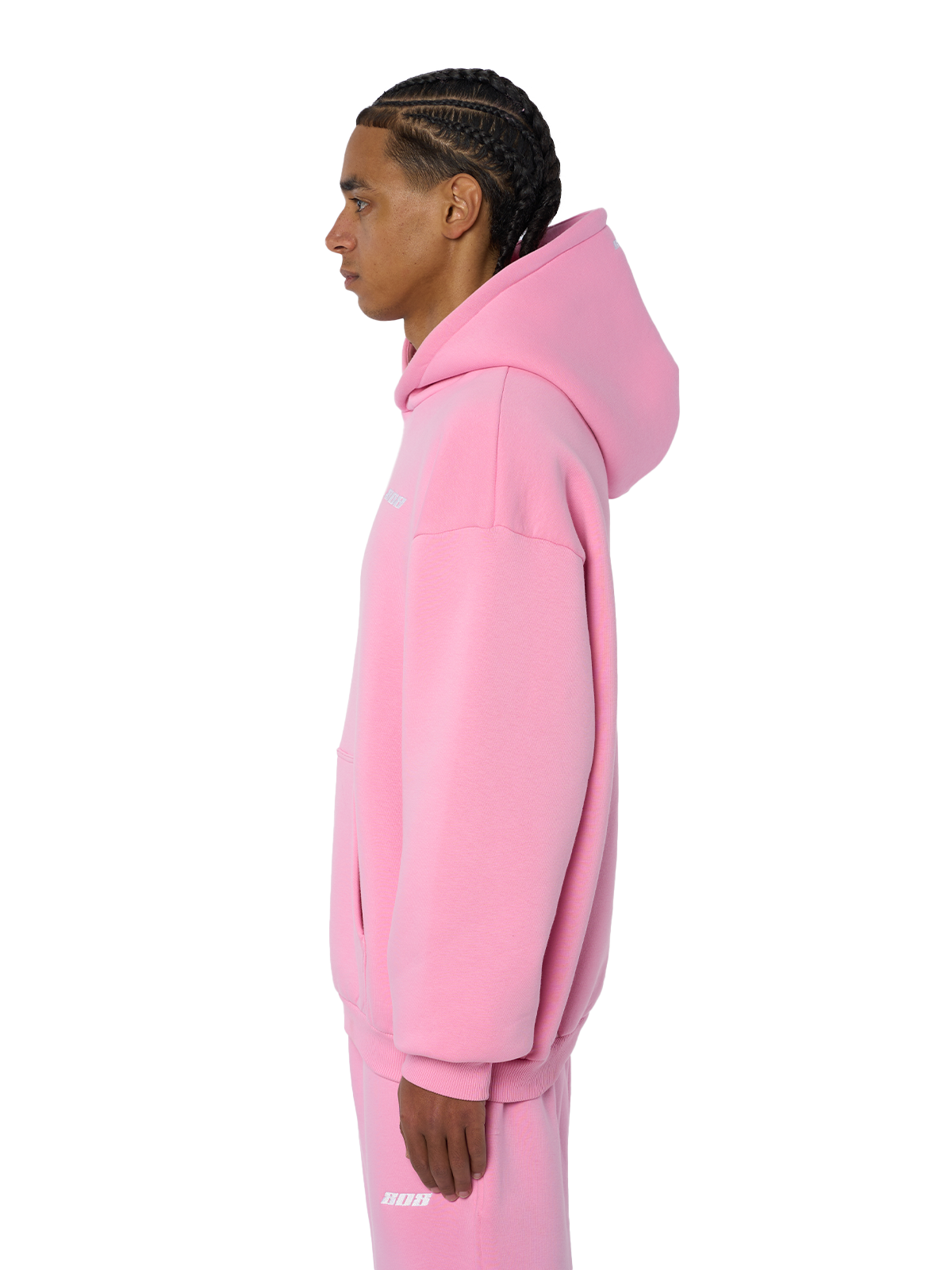 Pinker Hoodie Pullover Weißes Logo