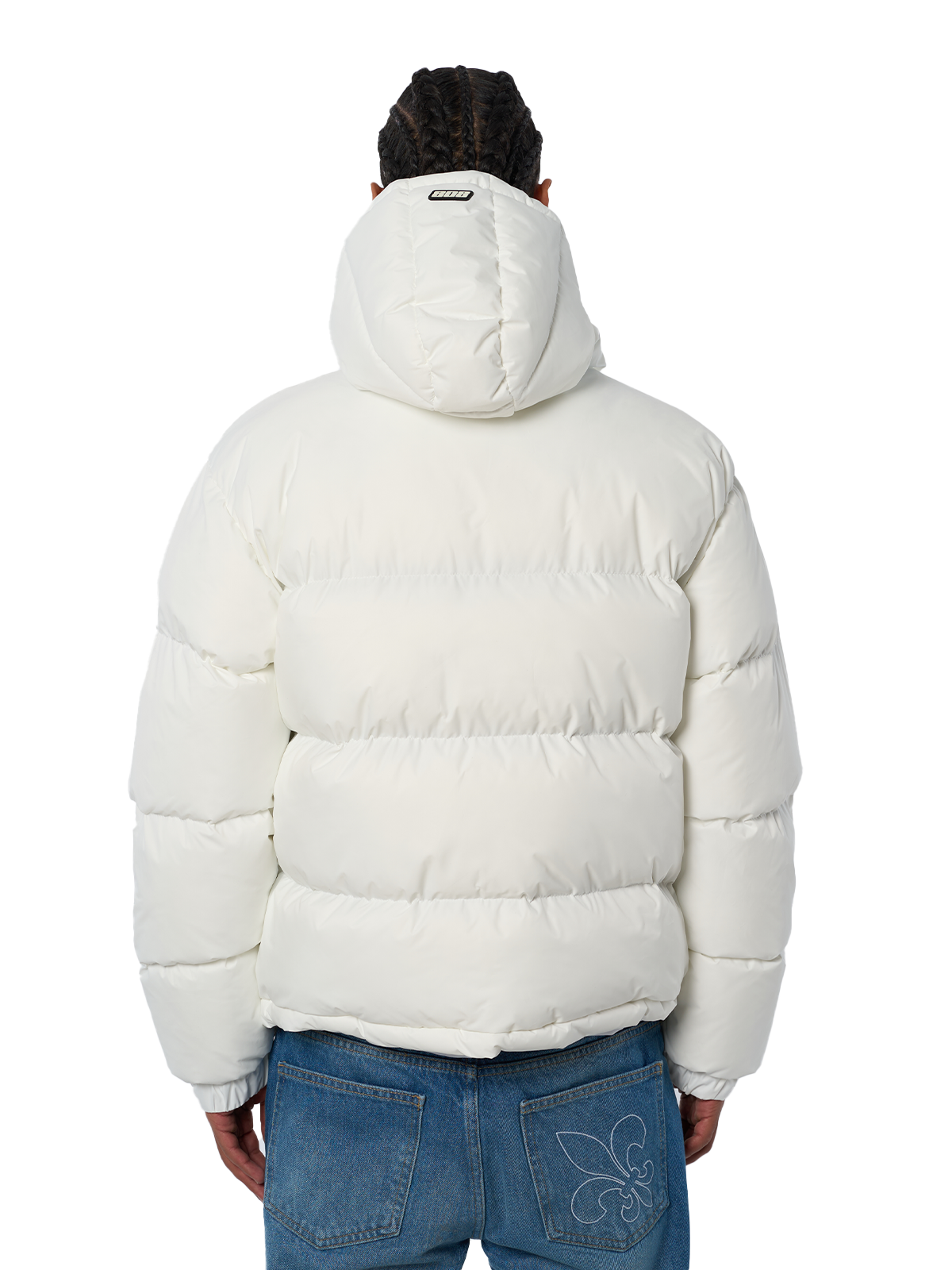 Weiße Winterjacke Puffer Jacket Weißes Logo