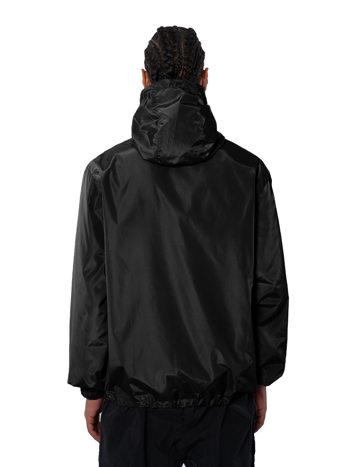 Schwarzer Windbreaker Regenjacke Wasserfest Weißes Logo