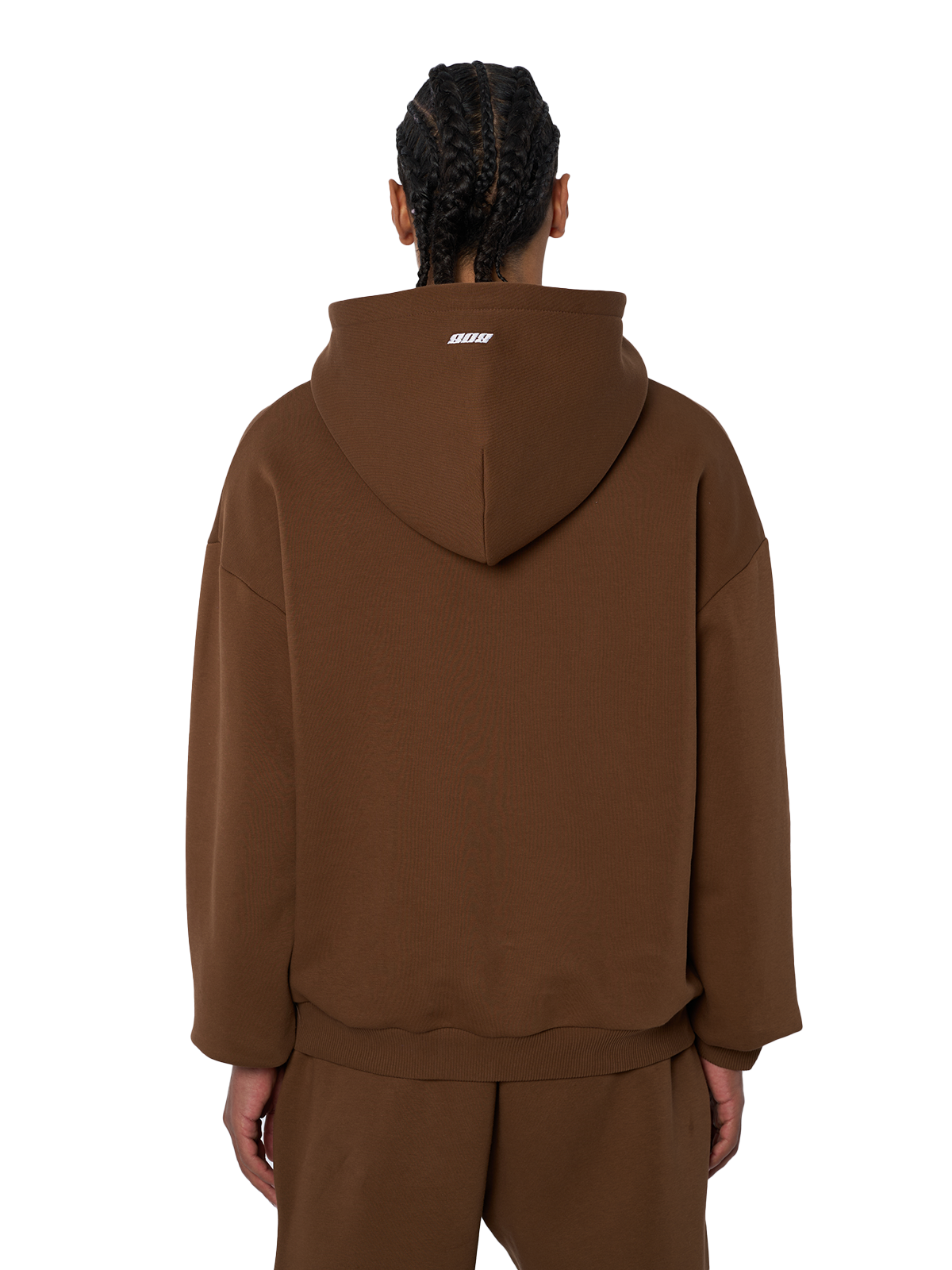 Braune Zipper Reißverschluss Jacke Weißes Logo