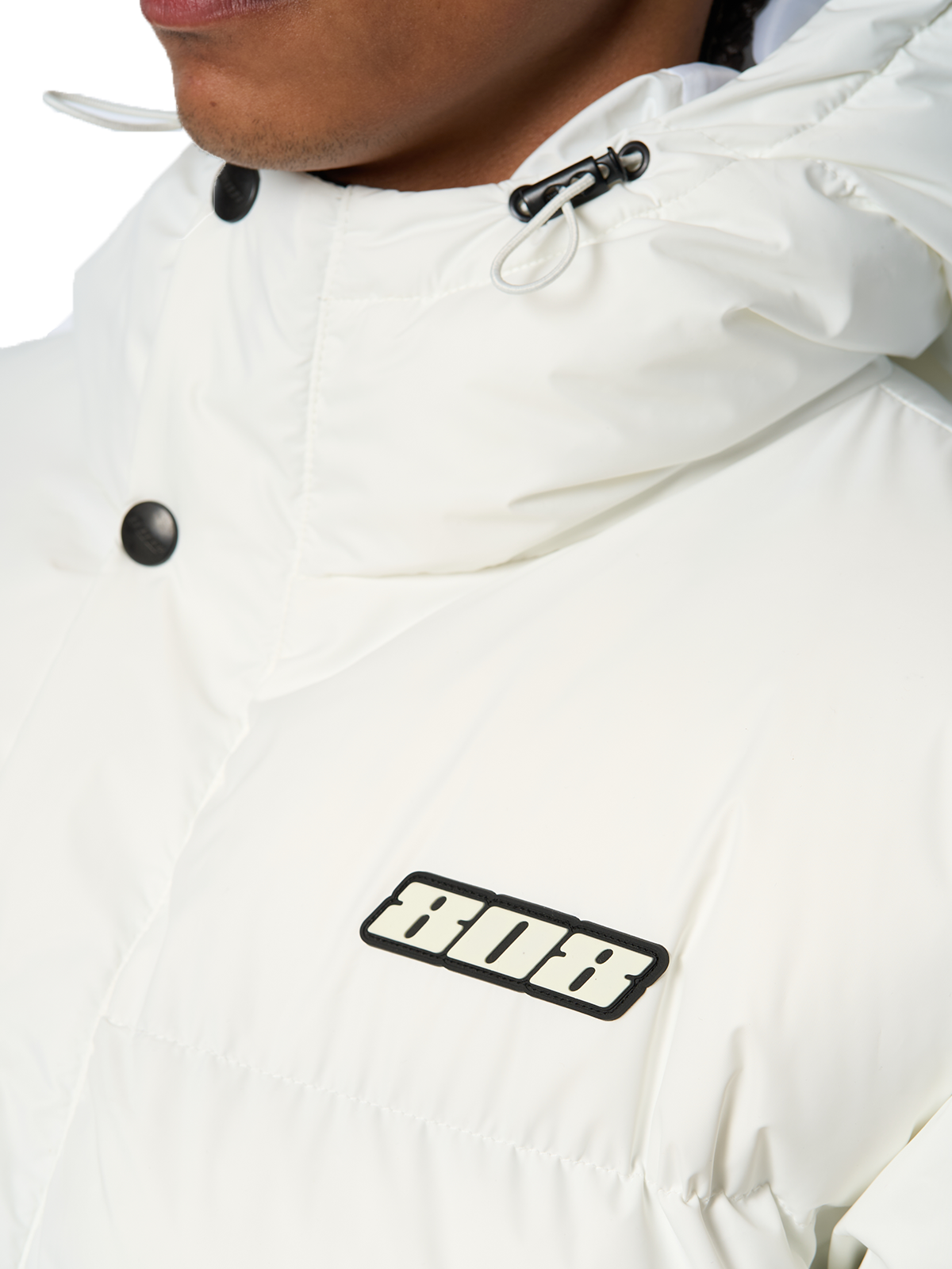 Weiße Winterjacke Puffer Jacket Weißes Logo