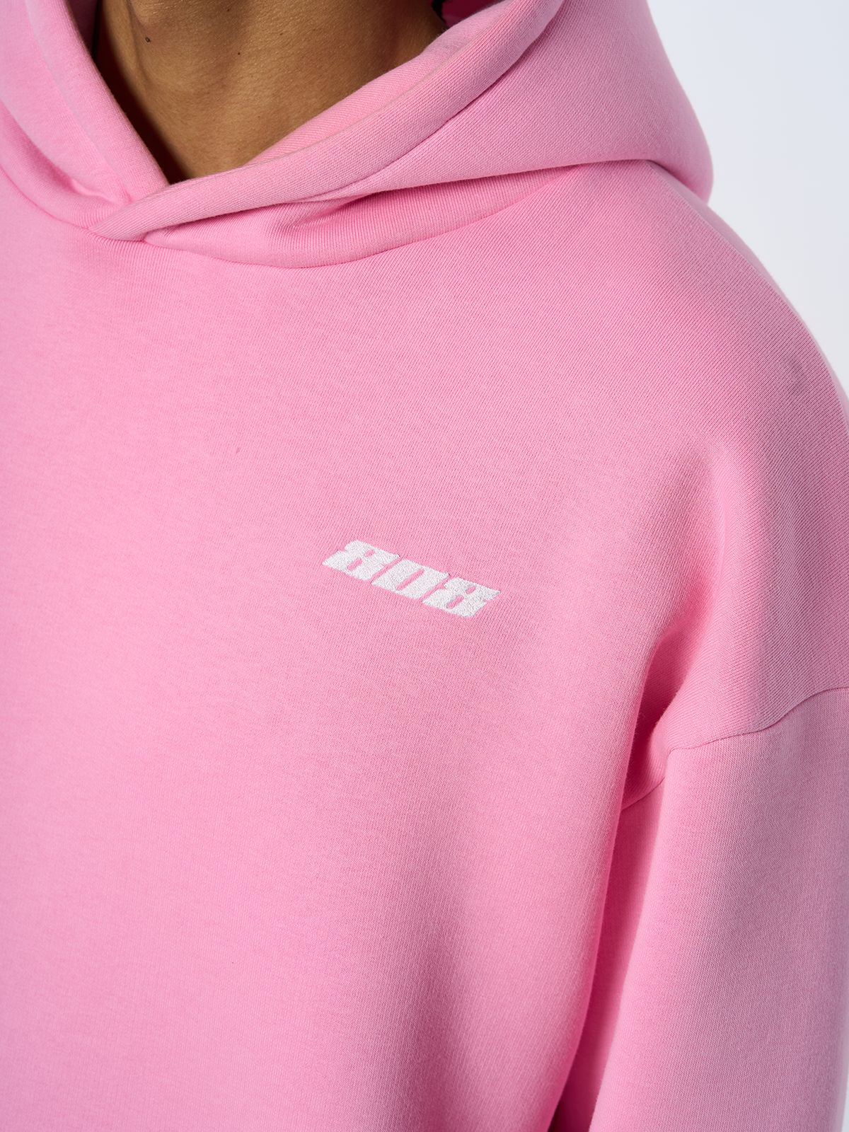 Pinker Hoodie Pullover Weißes Logo