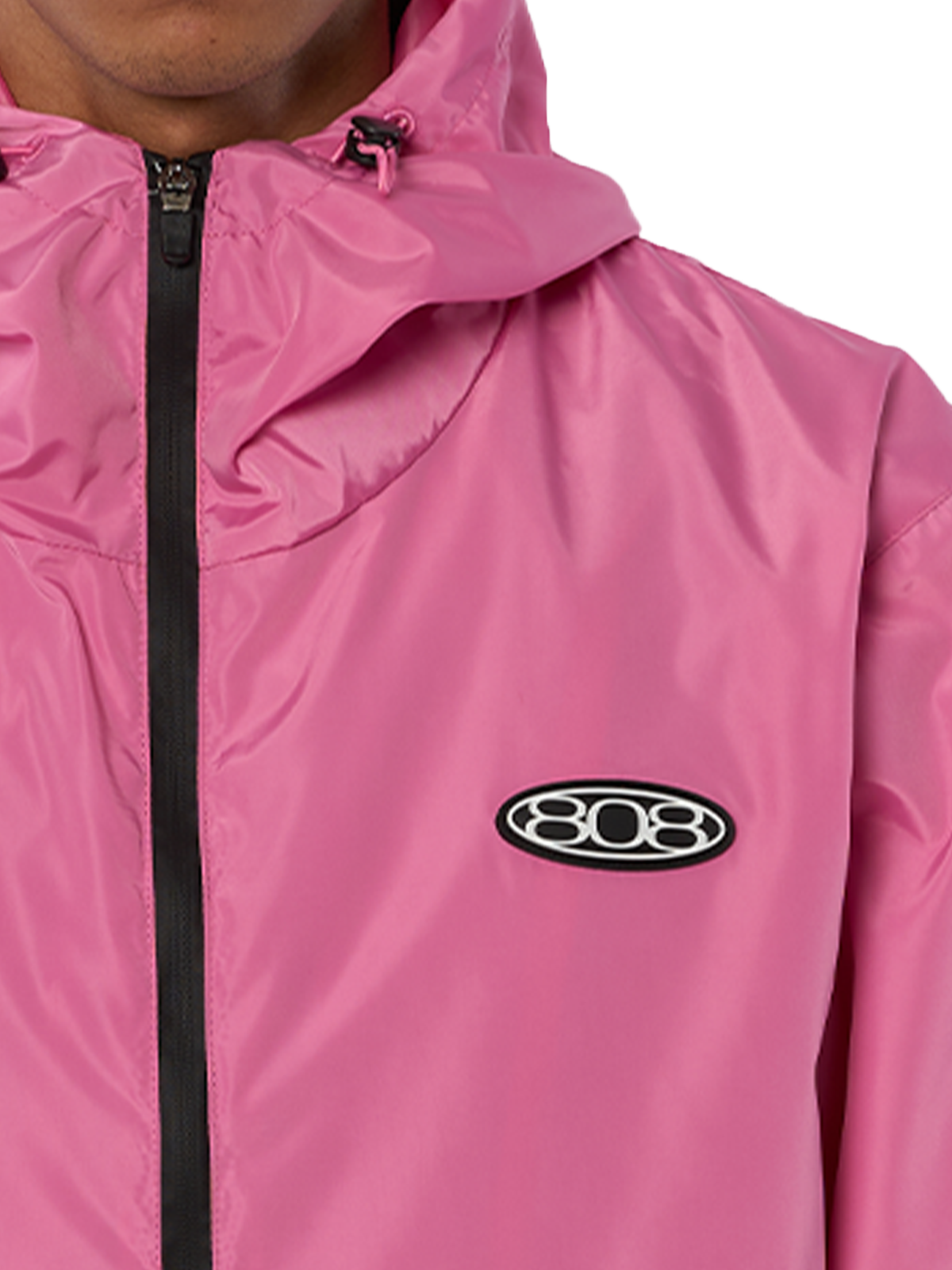 Pinker Windbreaker Regenjacke Wasserfest Weißes Logo