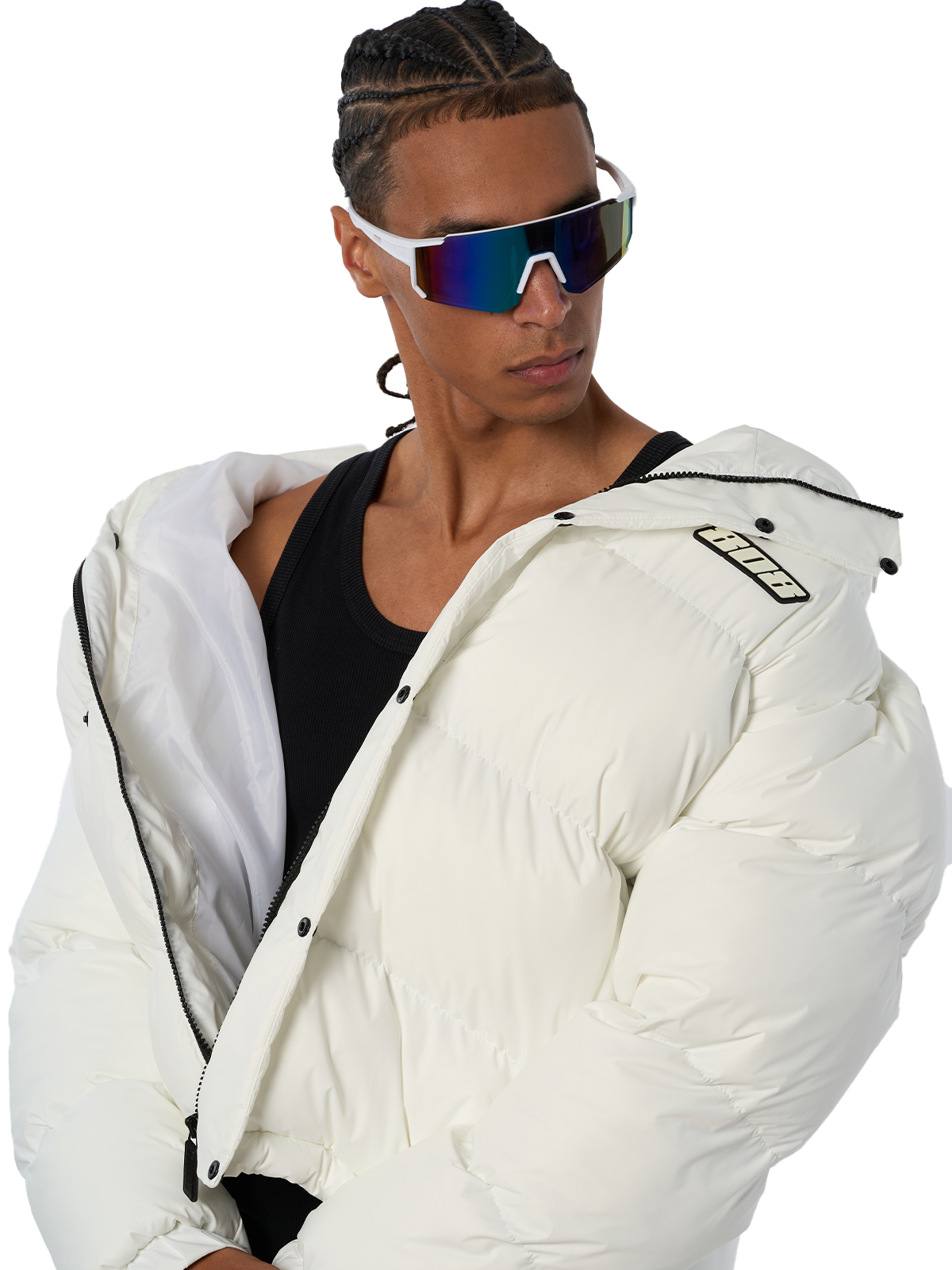 Weiße Winterjacke Puffer Jacket Weißes Logo