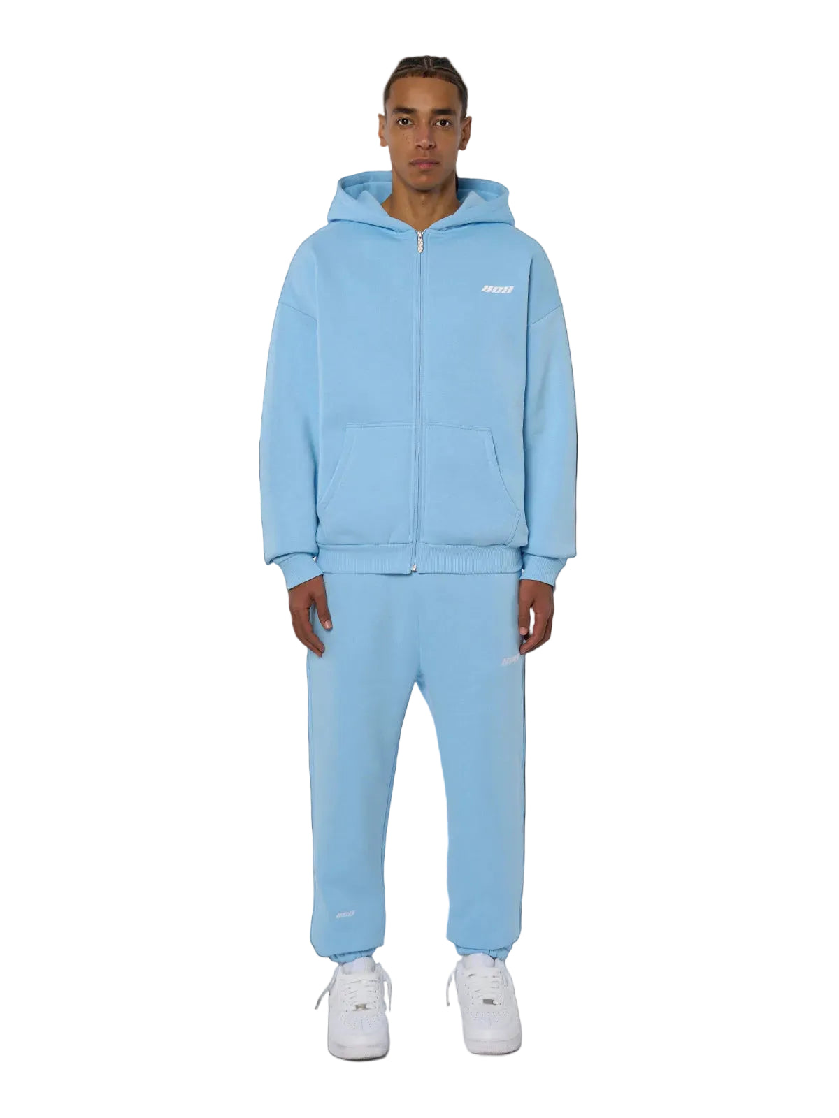 Babyblauer Zipper Reißverschluss Jacke Weißes Logo