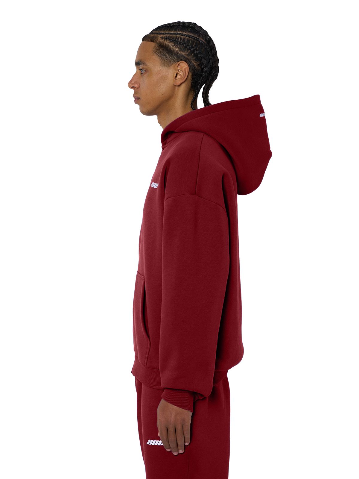 Weinrote Zipper Reißverschluss Jacke Weißes Logo