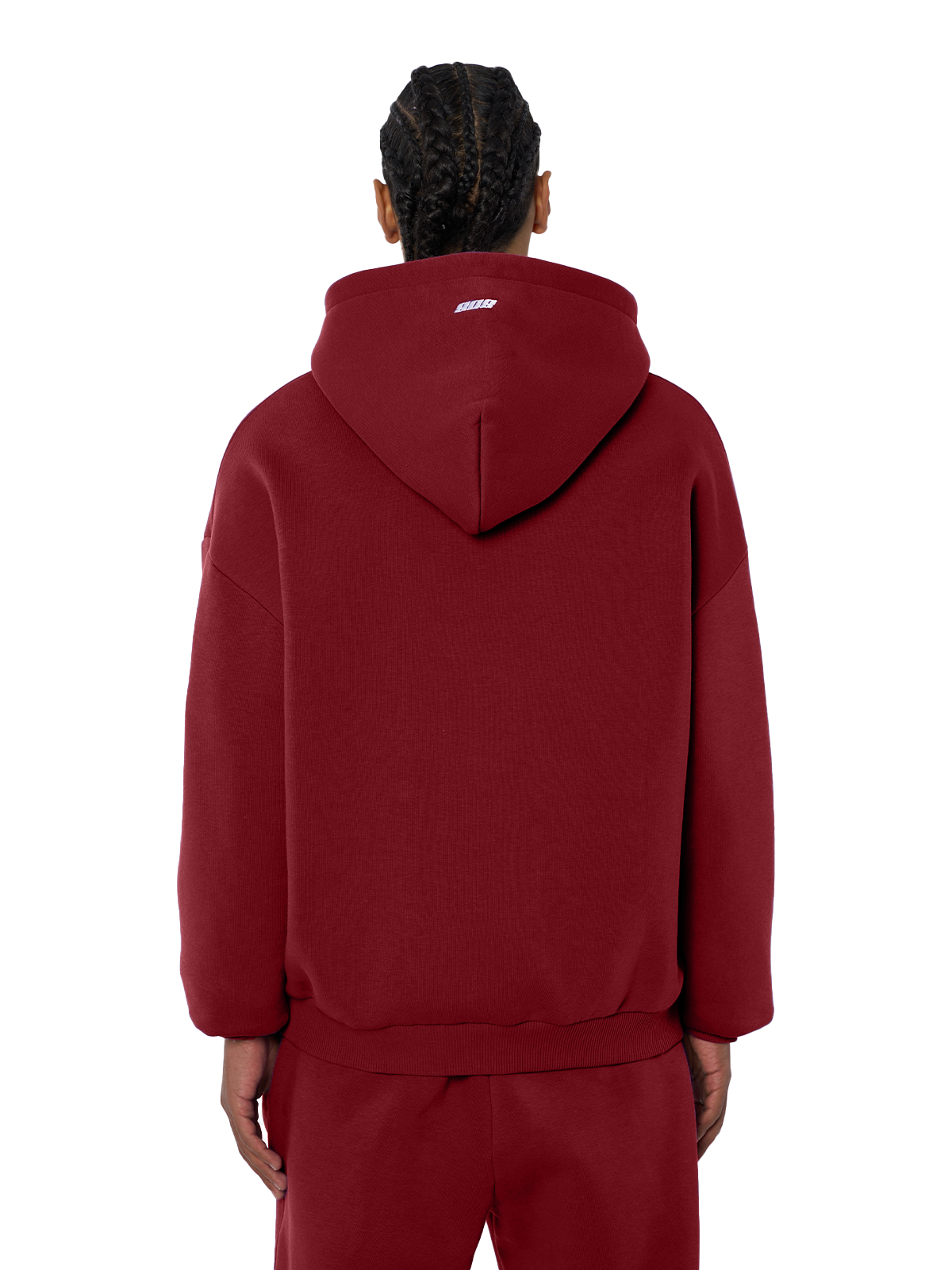 Weinrote Zipper Reißverschluss Jacke Weißes Logo