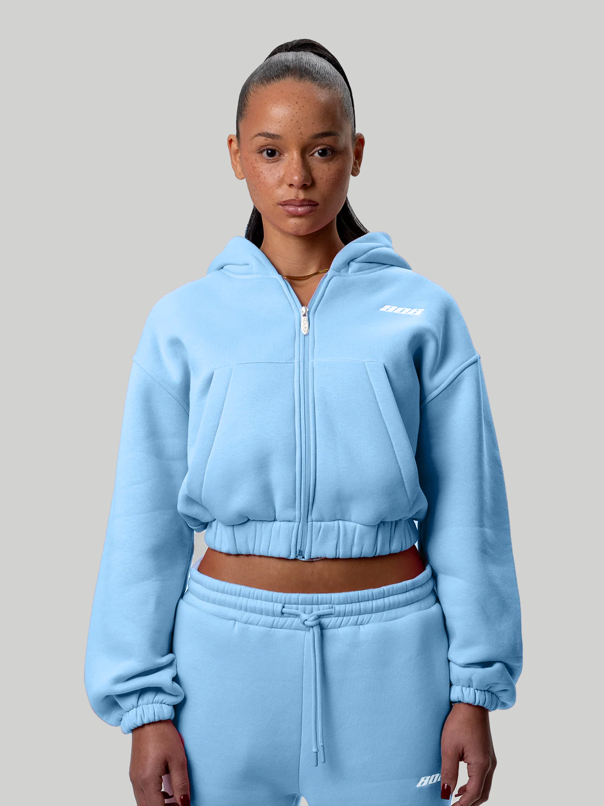 808 Cropped Zipper Sky Blue