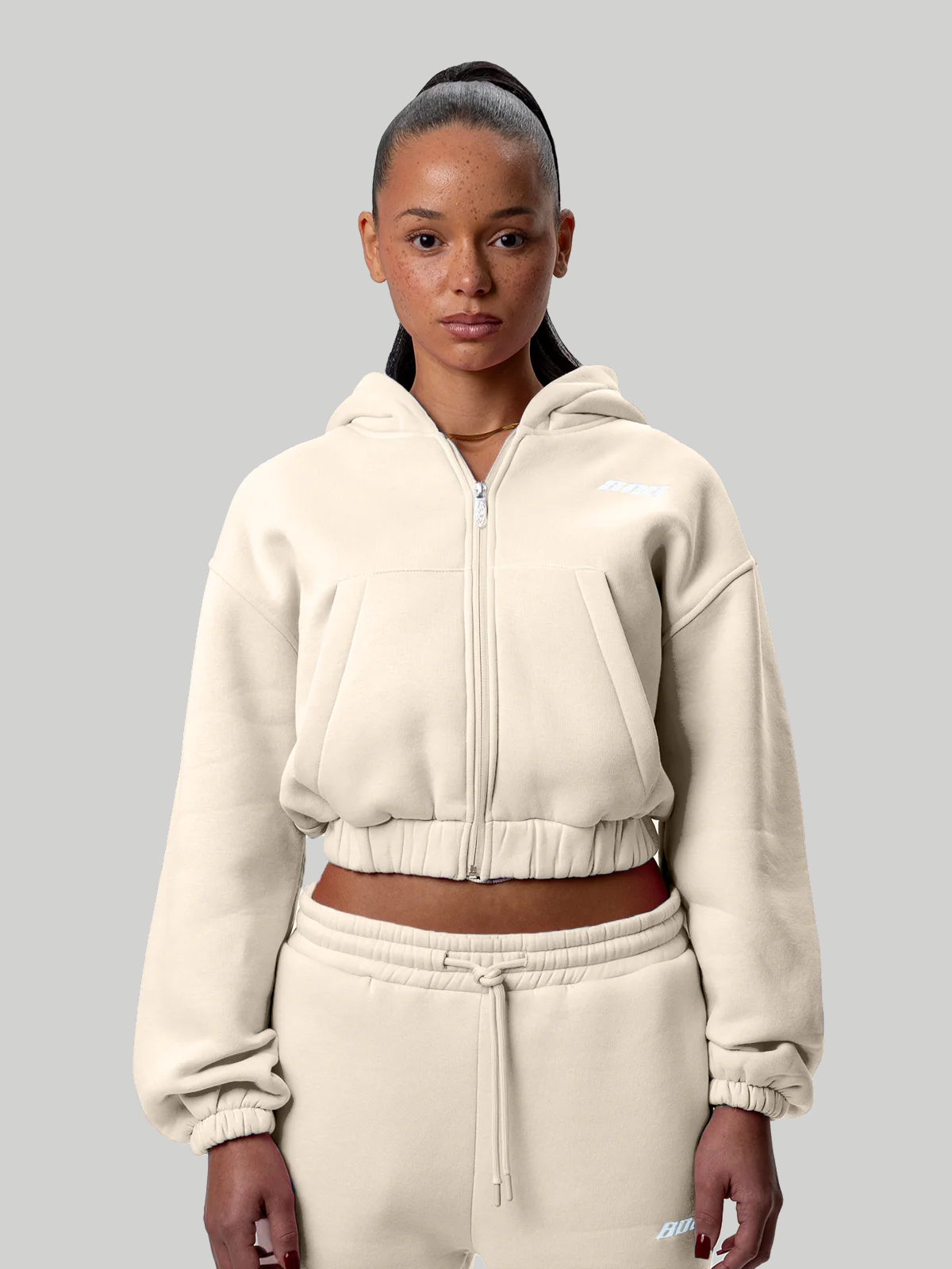 808 Cropped Zipper Desert Sand