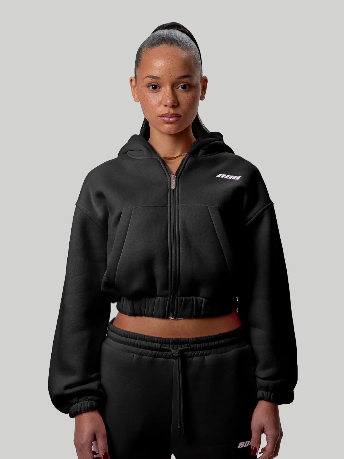 808 Cropped Zipper Black