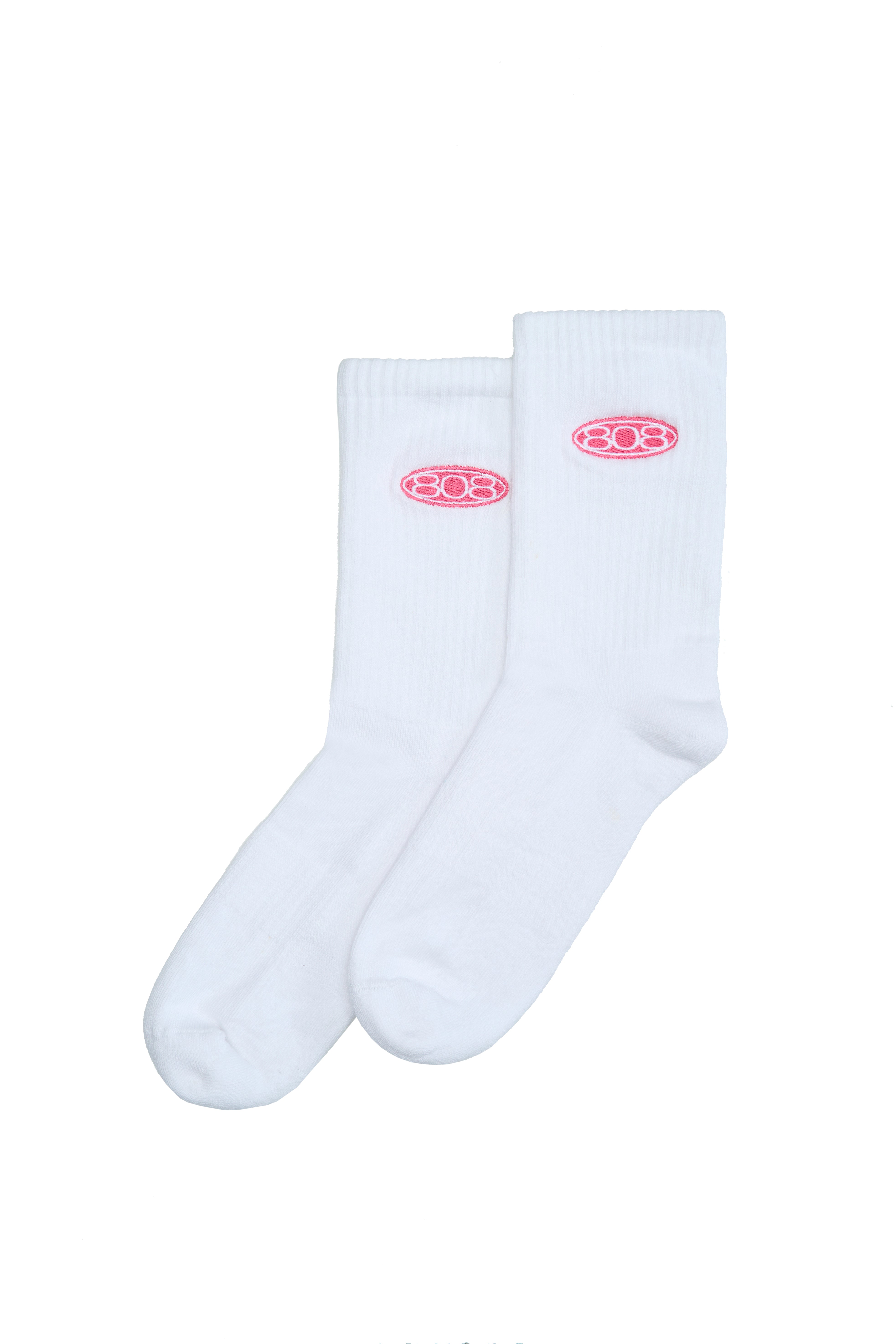 Weiße Lange Socken Pink Logo 