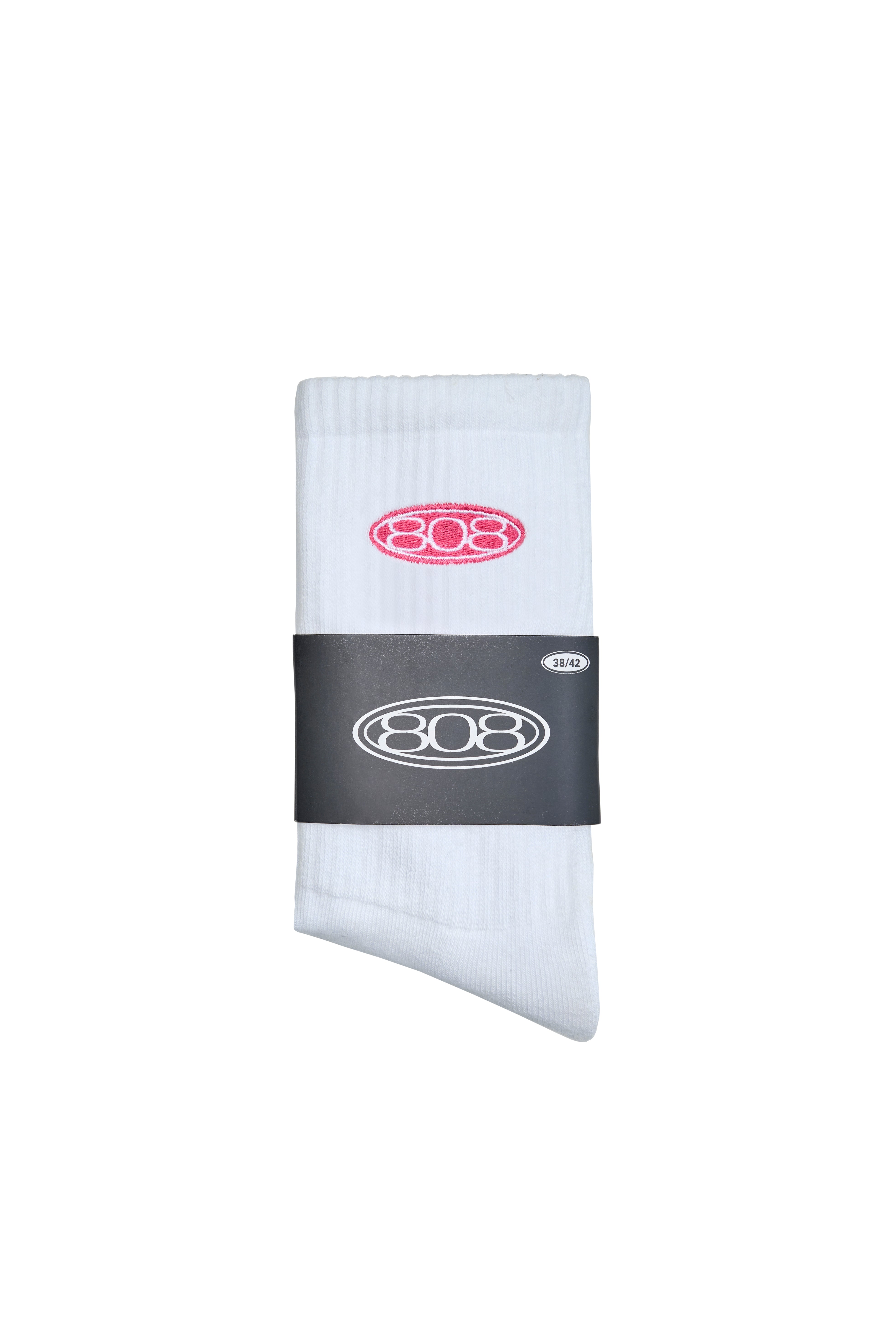 Weiße Lange Socken Pink Logo 