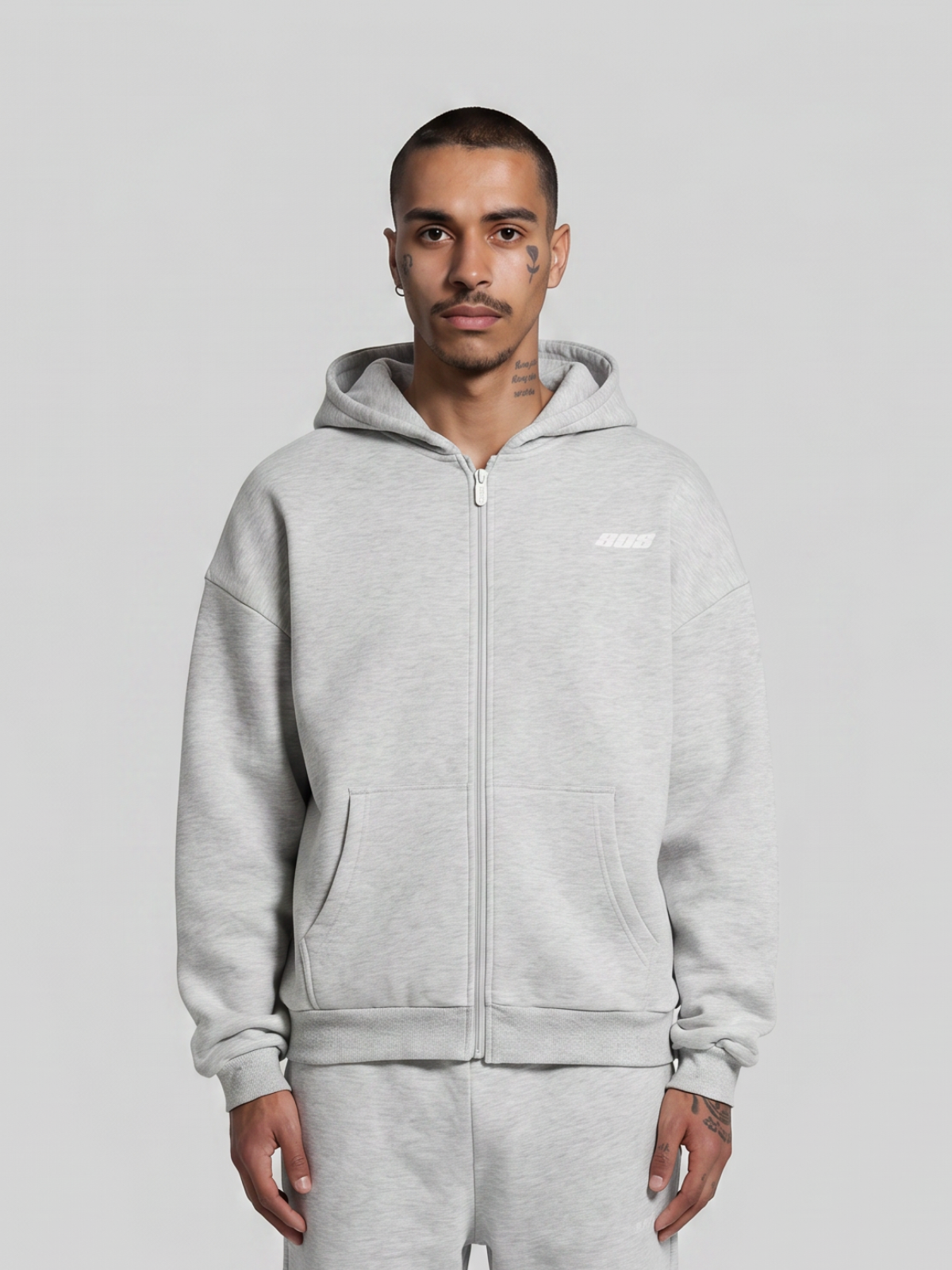 808 Zipper Grey Melage