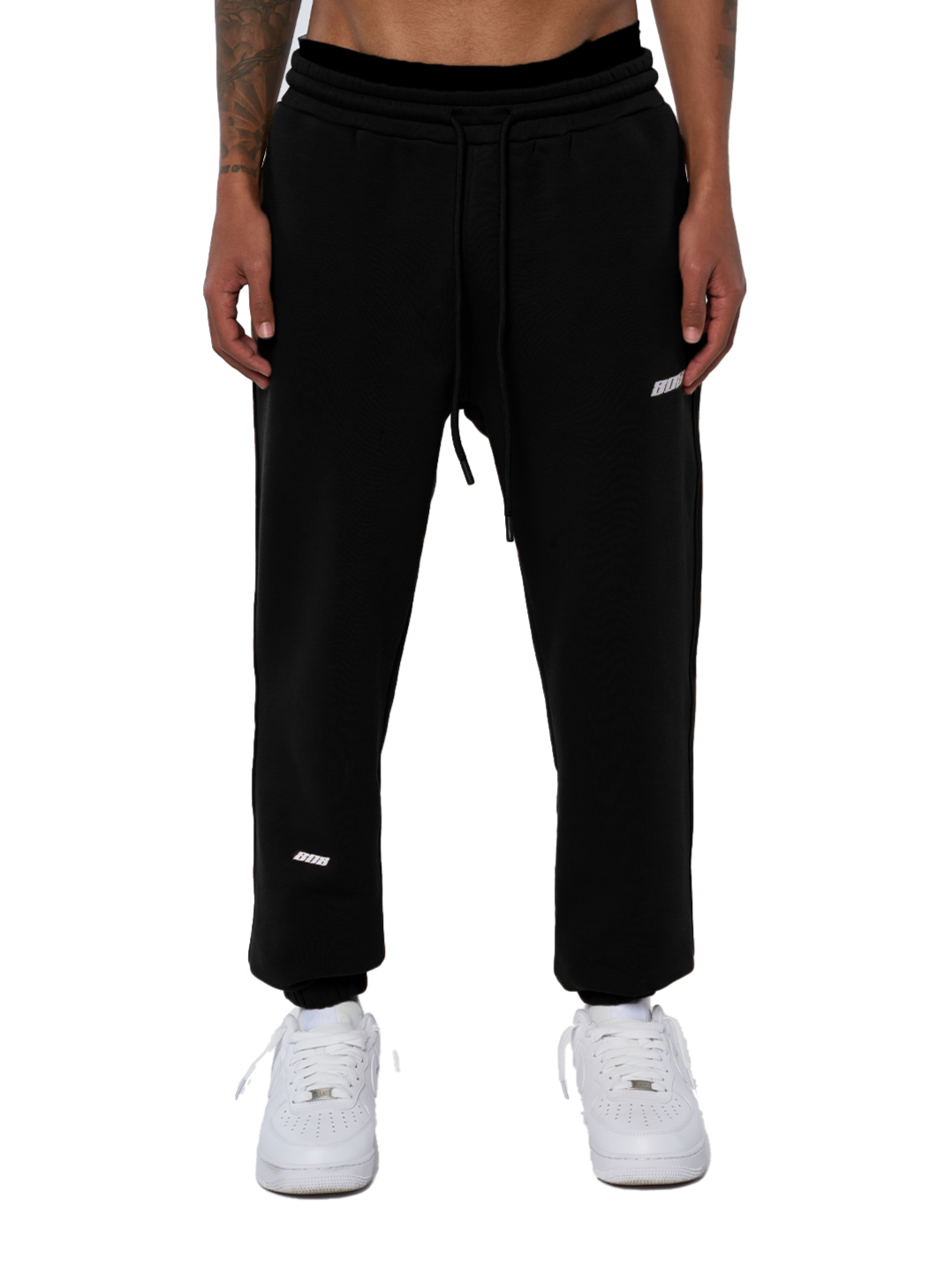 Schwarze Pants Jogger Jogginghose Weißes Logo