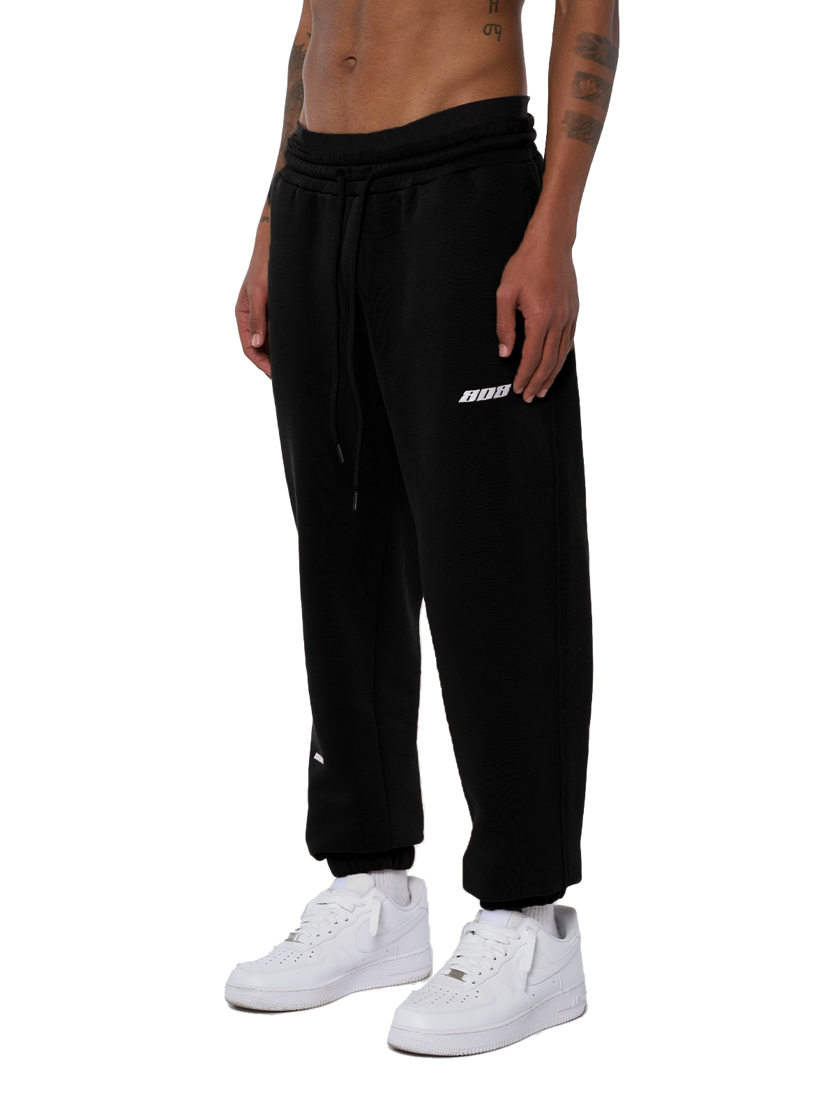 Schwarze Pants Jogger Jogginghose Weißes Logo