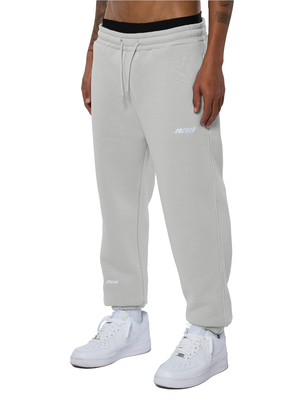 Graue Pants Jogger Jogginghose Weißes Logo