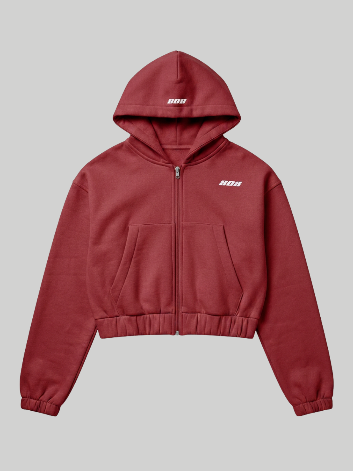 808 Cropped Zipper Wine Red