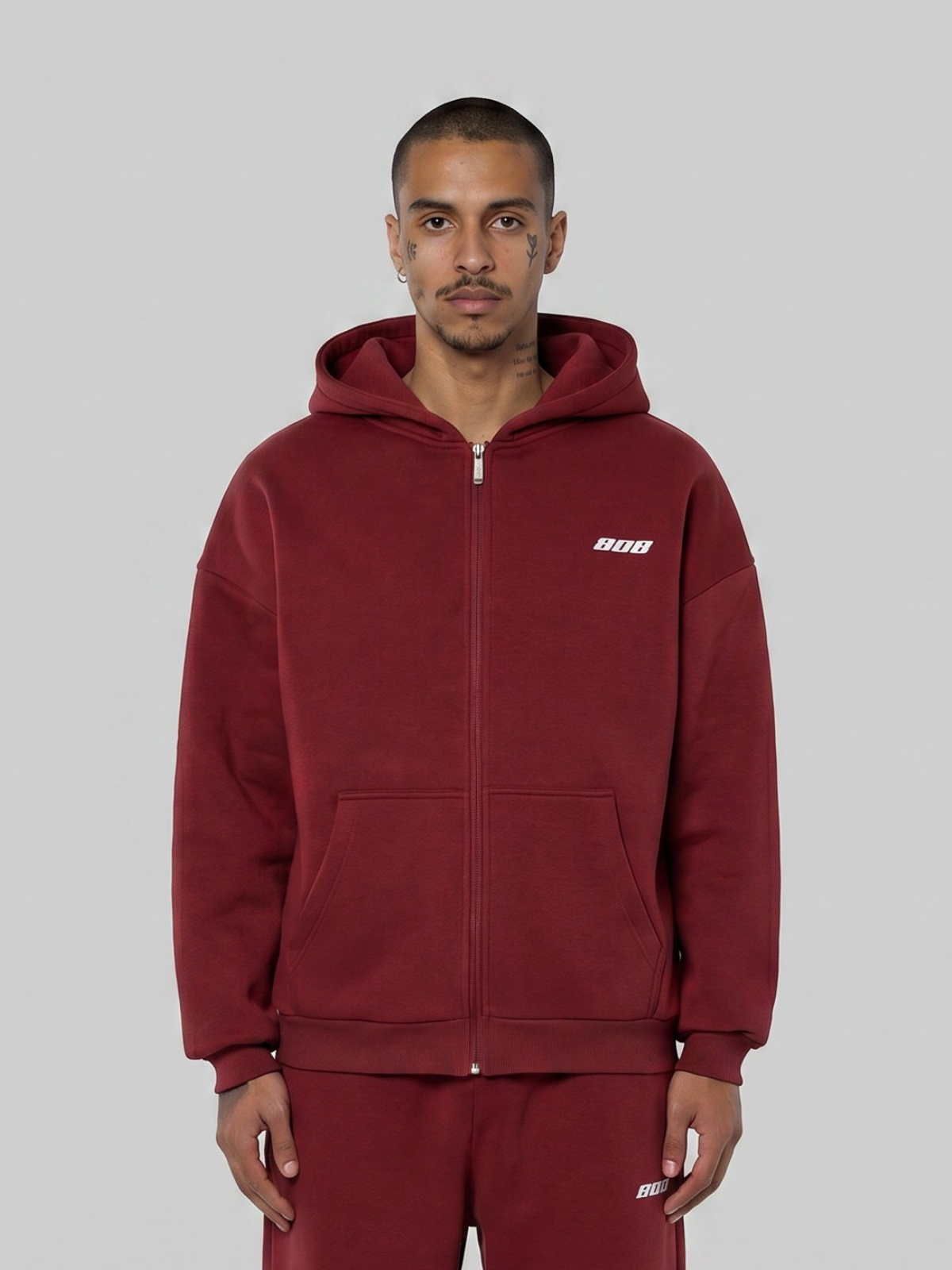808 Zipper Wine Red