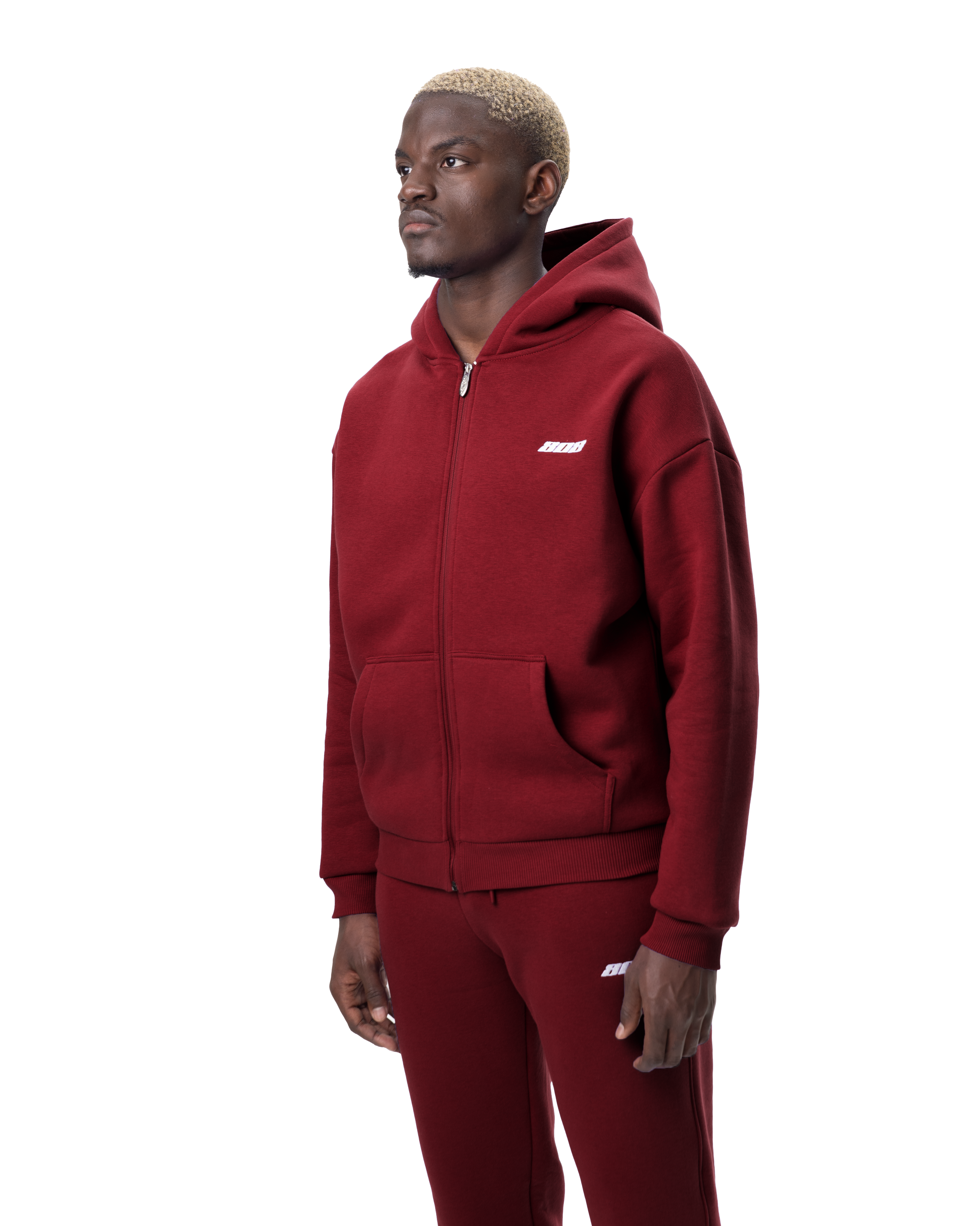 Basic Zipper Wine Red