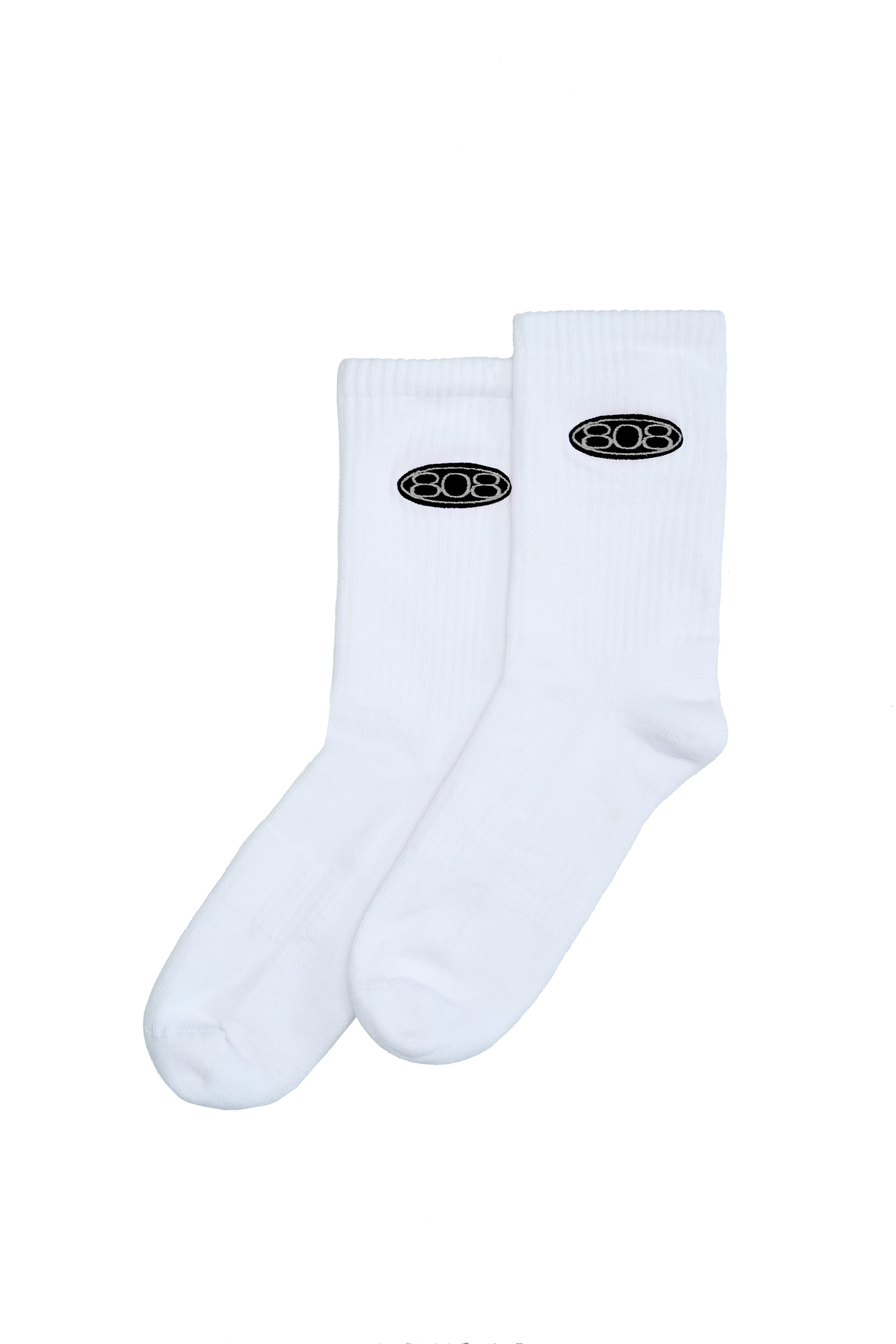 Lange Socken Weiß Schwarzes Logo