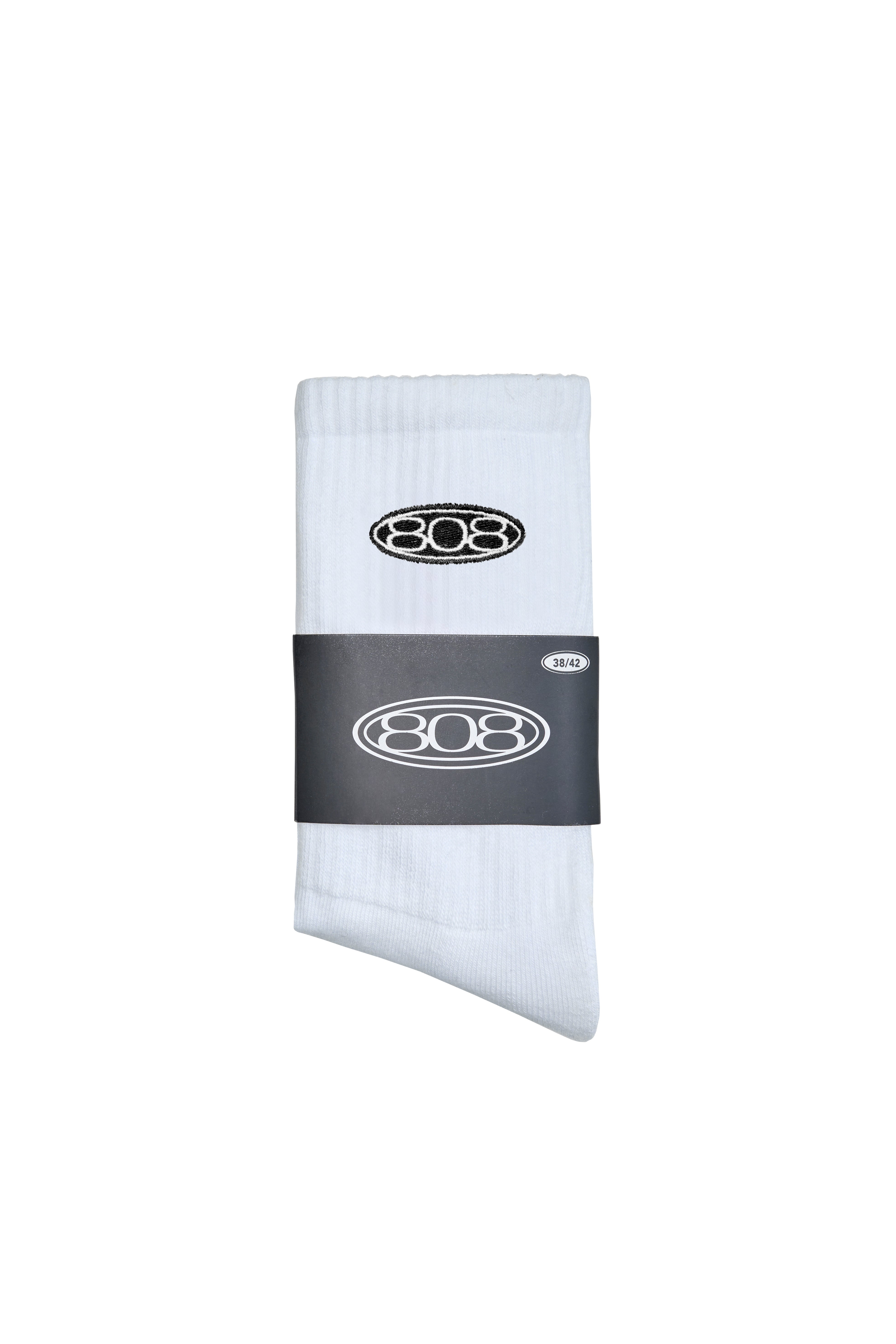 Lange Socken Weiß Schwarzes Logo