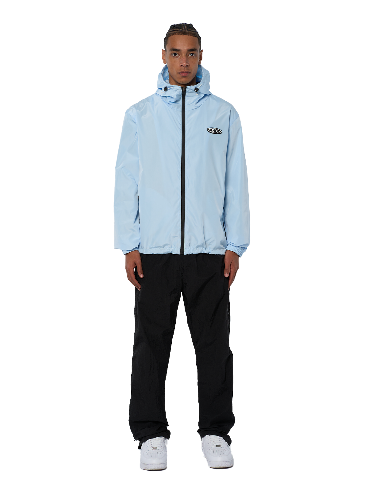 Babyblauer Windbreaker Regen Jacke Weißes Logo